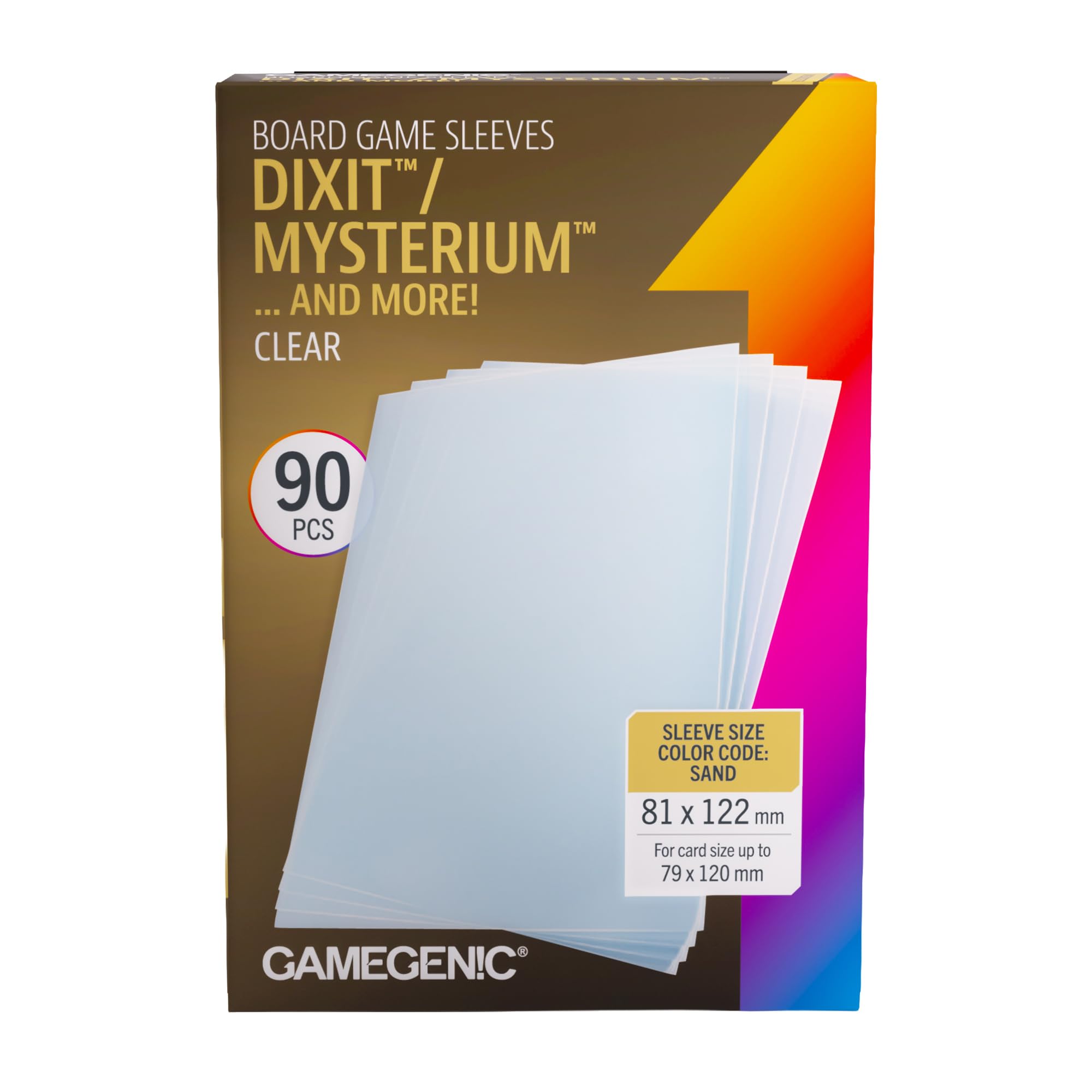 Gamegenic Board Game Sleeves - 90 Extra-Clear Sleeves, 81 x 122 mm