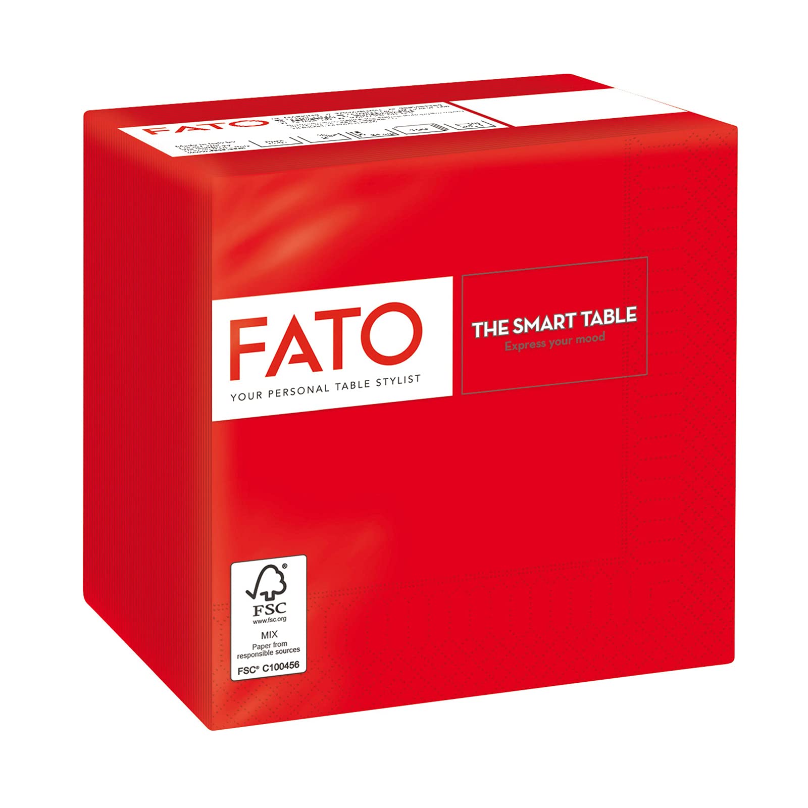 Fato Red 24x24 cm 2-Ply Disposable Paper Napkins, Pack of 100 for Aperitifs and Cocktails 8