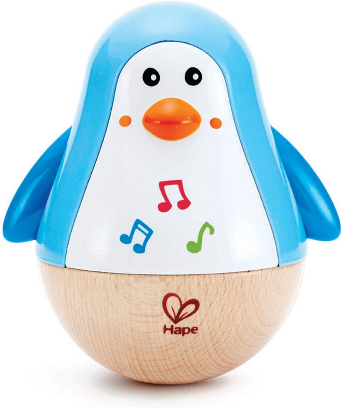 Hape Penguin Musical Wobbler - Roly-Poly Wood Toy with Soothing Tinkling Sounds for 6 Months+