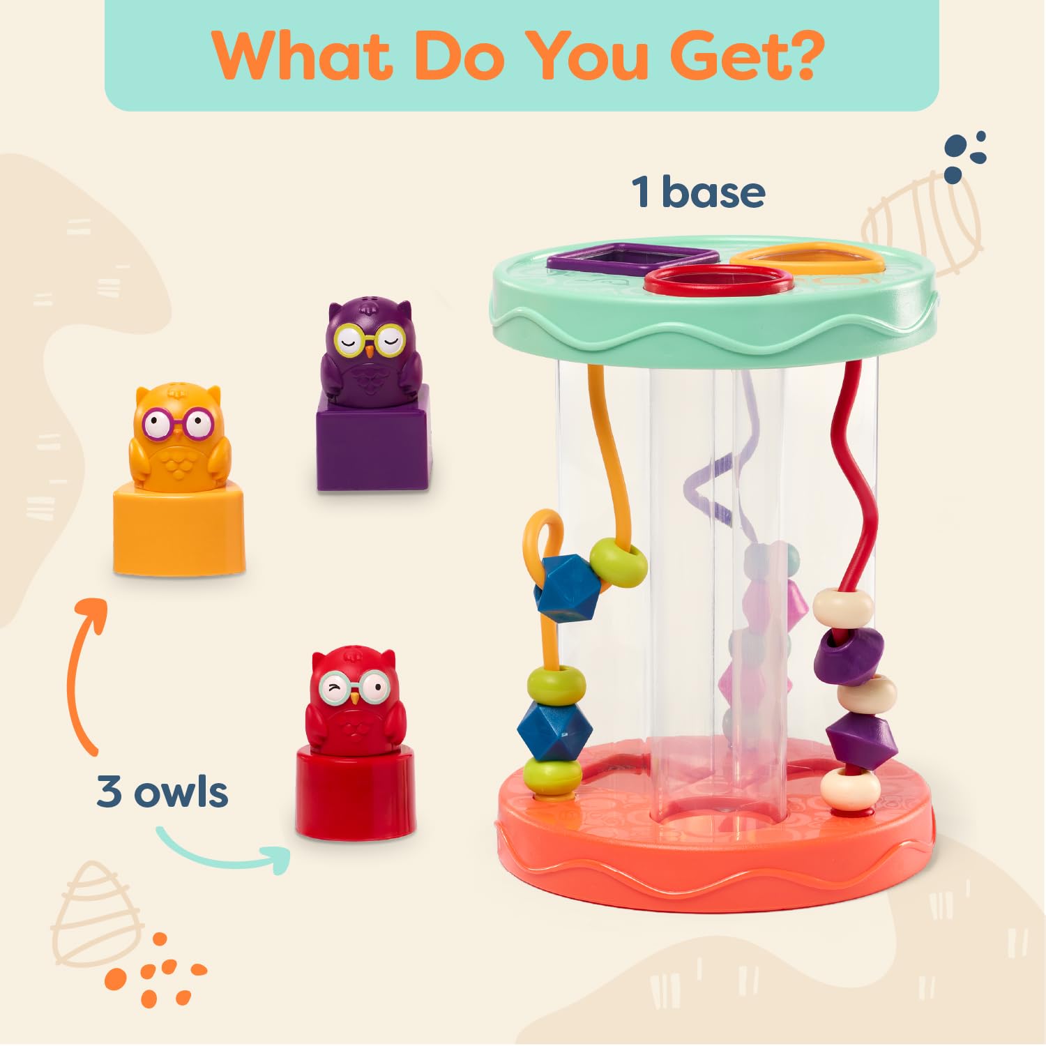 B. Toys Hooty-Hoo Owl Shape Sorter - Educational Baby Toy with Bead Maze & Whacky Sounds 13