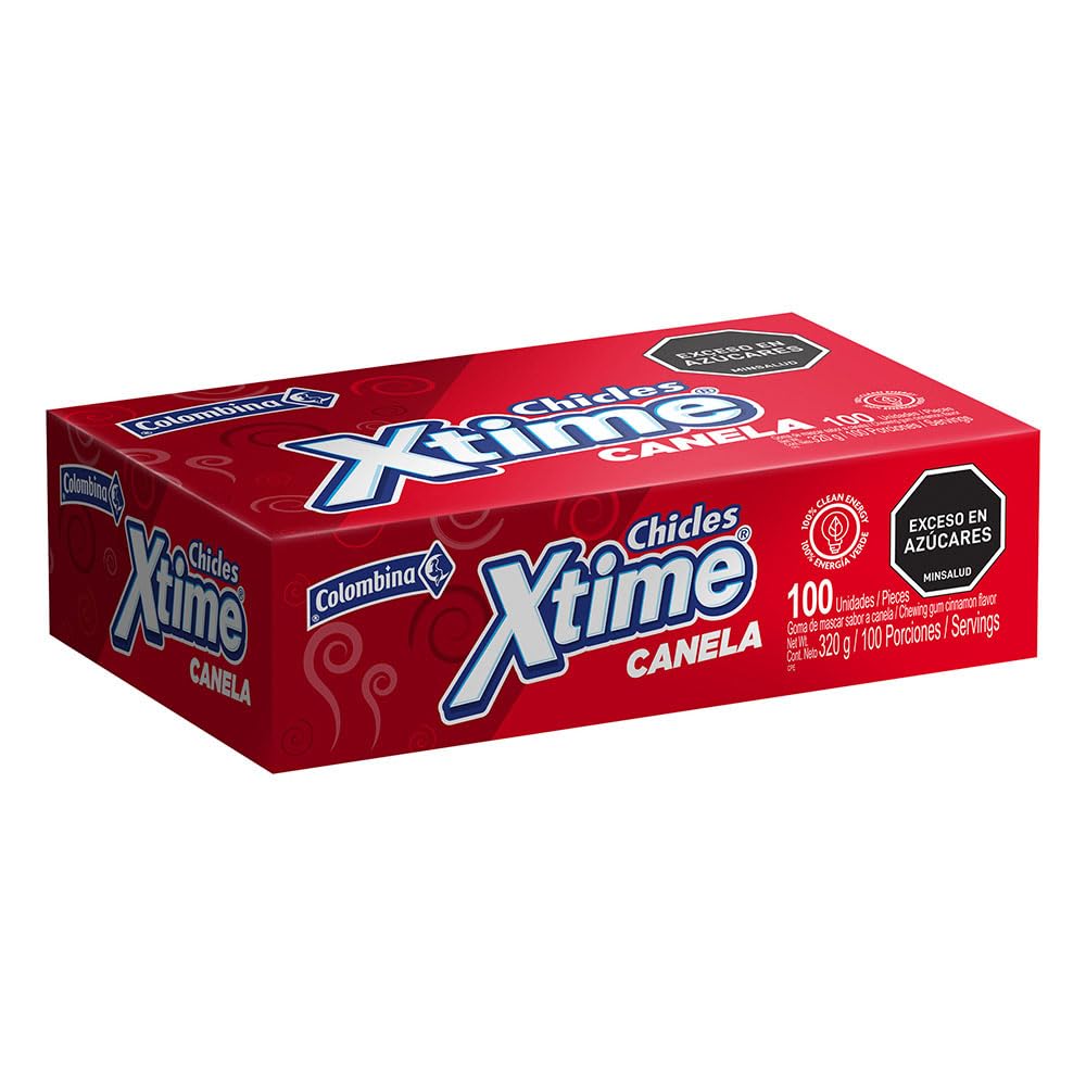 Colombina Xtime Cinnamon Flavour Chewing Gum - Bold Taste, 100 Pieces | Vegetarian Friendly