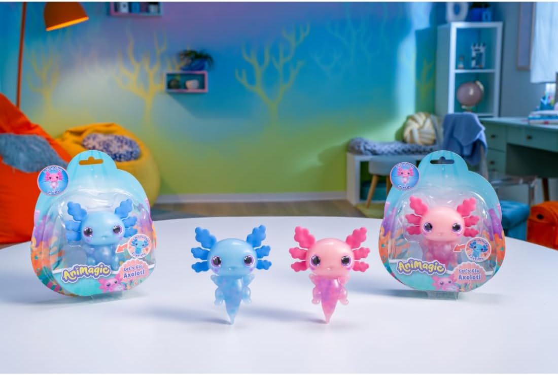 Let's Glo Axolotl - Blue Light-Up Interactive Electronic Pet Toy 4