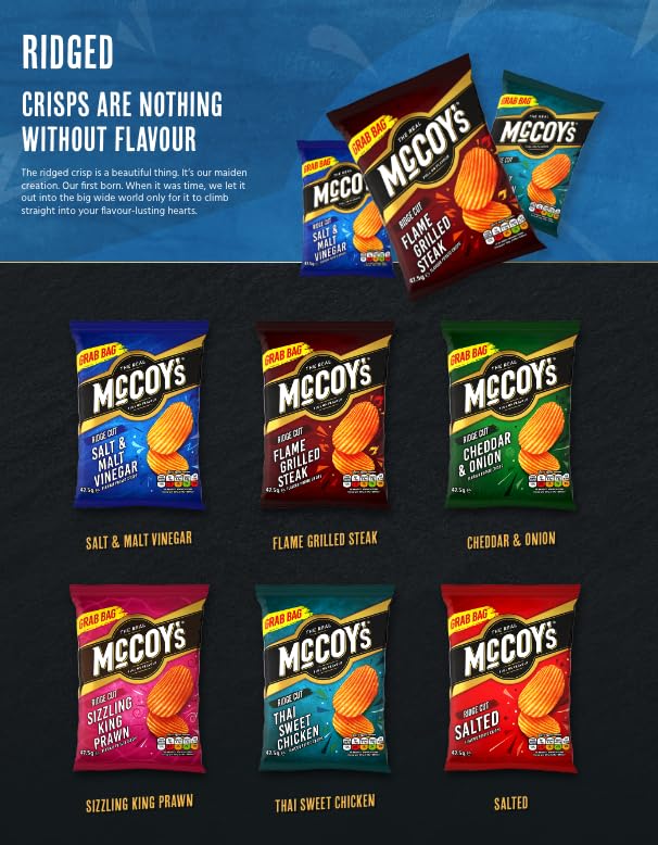 McCoys Cheddar & Onion Crisps 25g (Pack of 6) - Iconic Ridges, Unmistakable Crunch 4