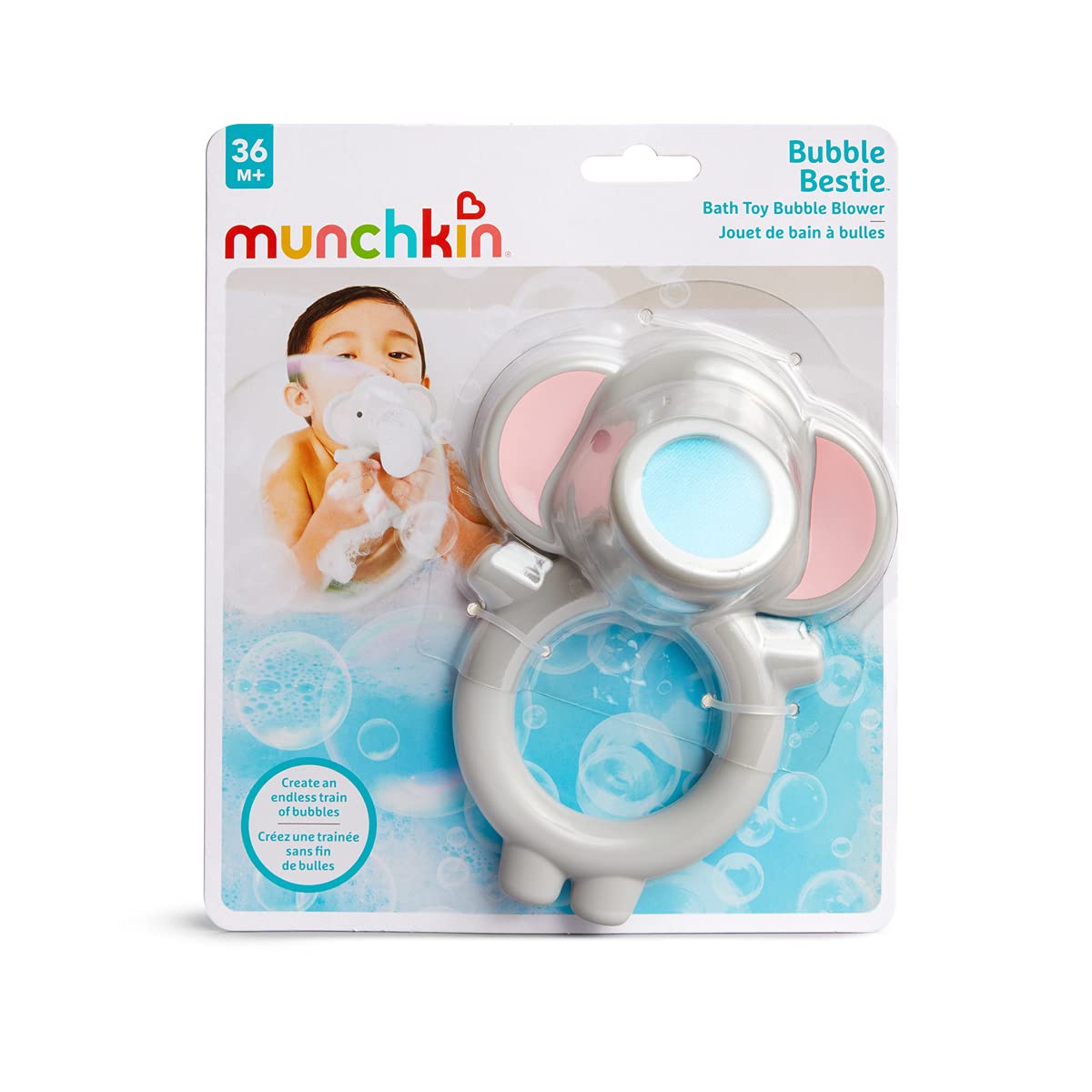 Munchkin Bubble Bestie Elephant Bubbler Bath Toy - Ages 3+ | Grey | Plastic 6