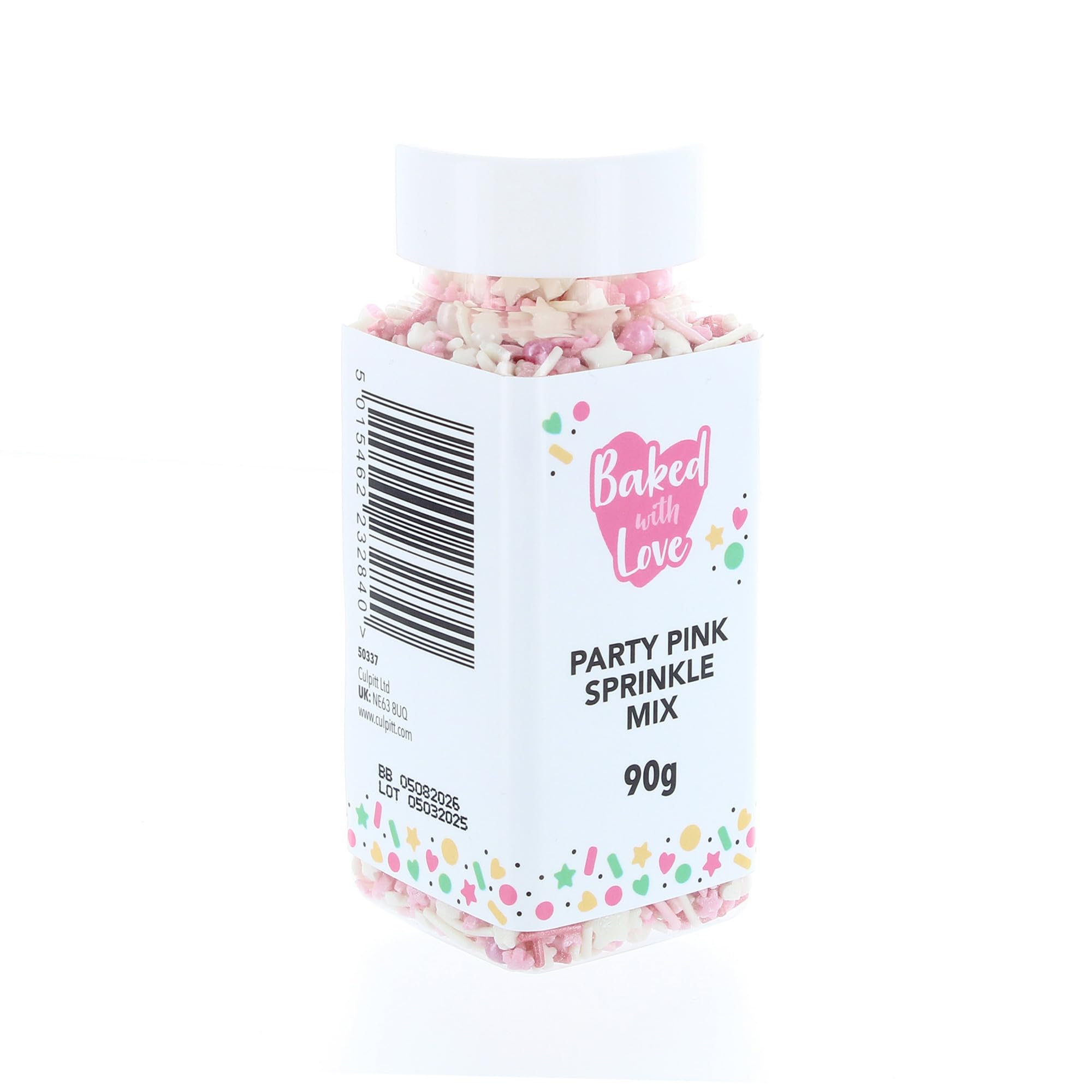 Baked with Love - Pink Sprinkles 90g | Pink & White Sugar Cake Sprinkles Mix 3