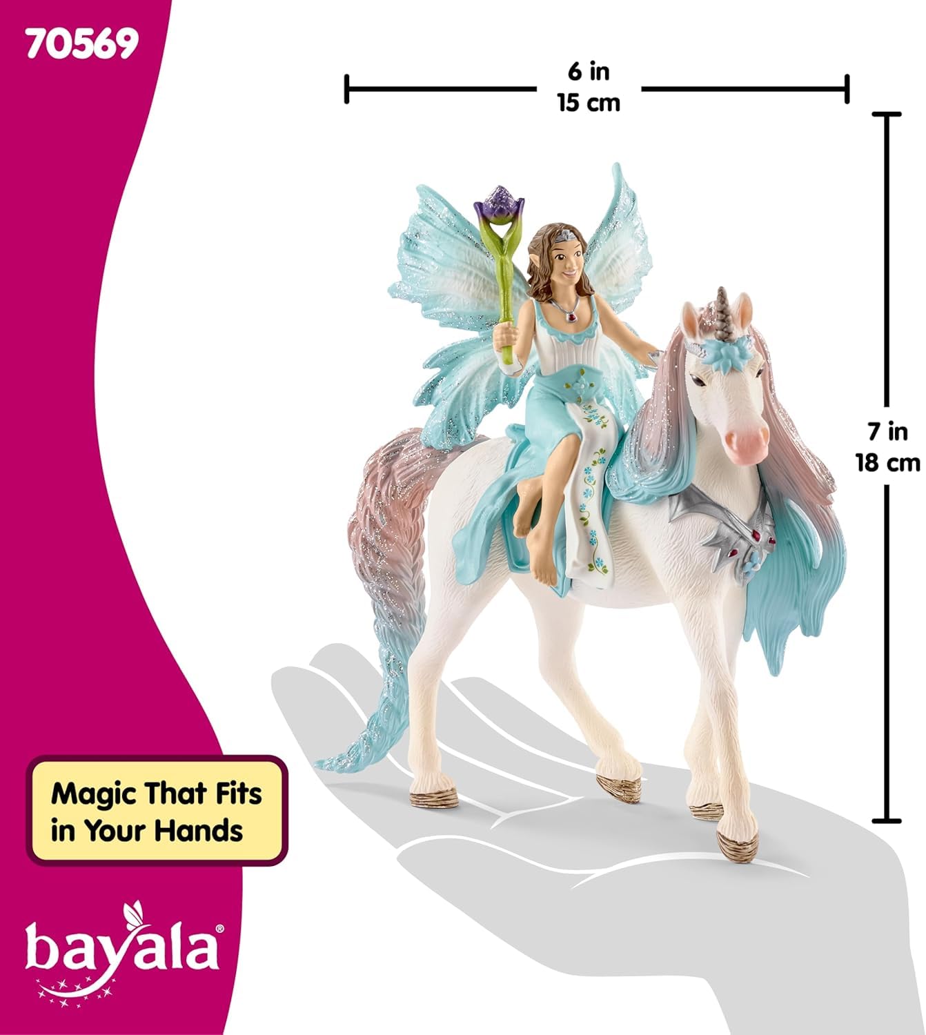 SCHLEICH Bayala Fairy Eyela with Princess Unicorn - 3-Piece Fantasy Playset for Kids 11