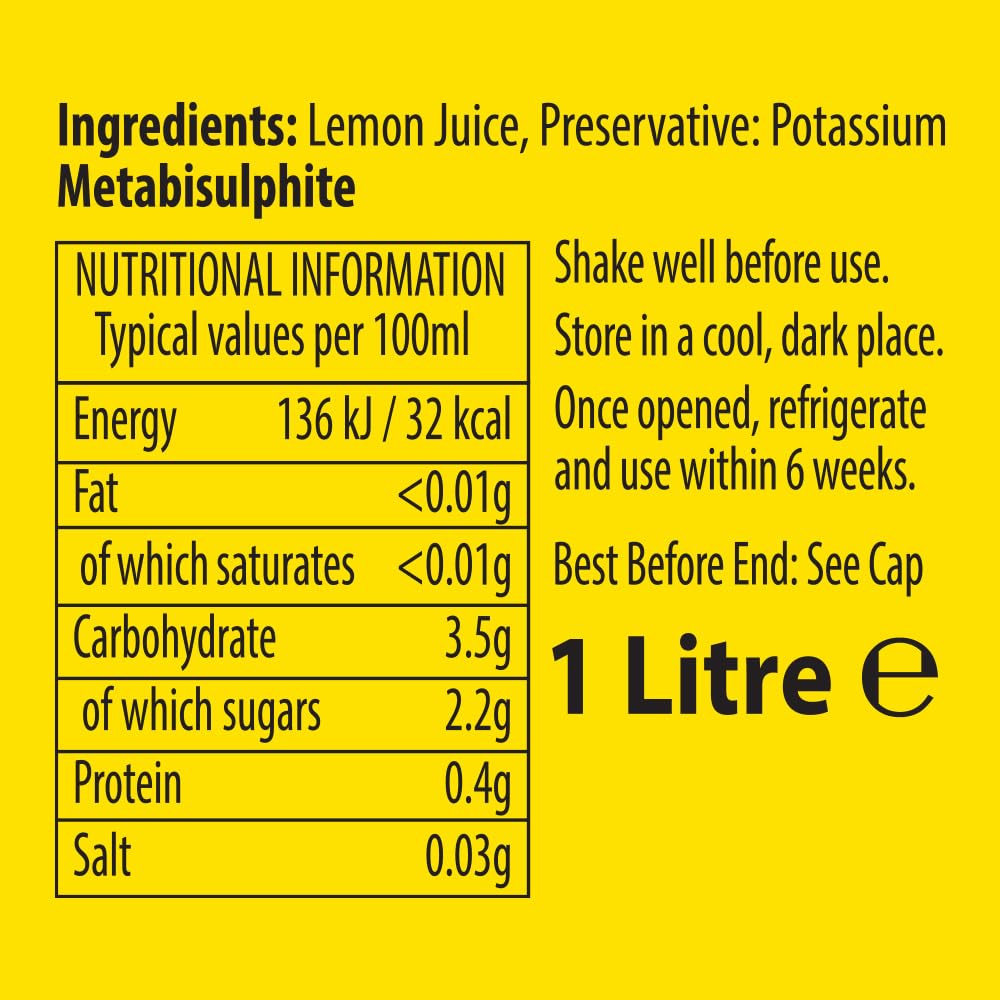 Tropical Sun - 100% Pure Lemon Juice (1L)