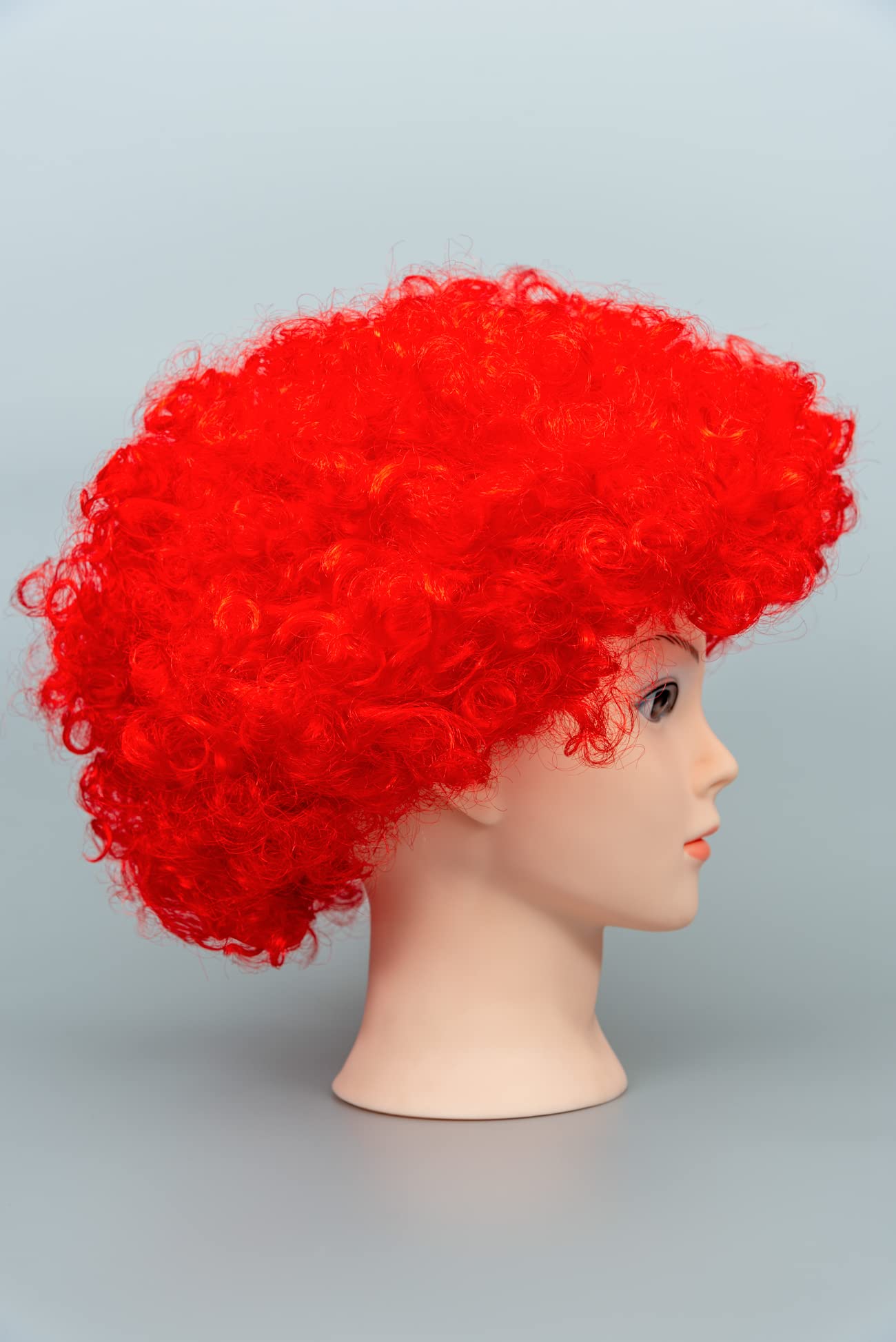 SHATCHI Red Curly Afro Wig for Fancy Dress, 70s Disco Costume, Unisex Party Accessory