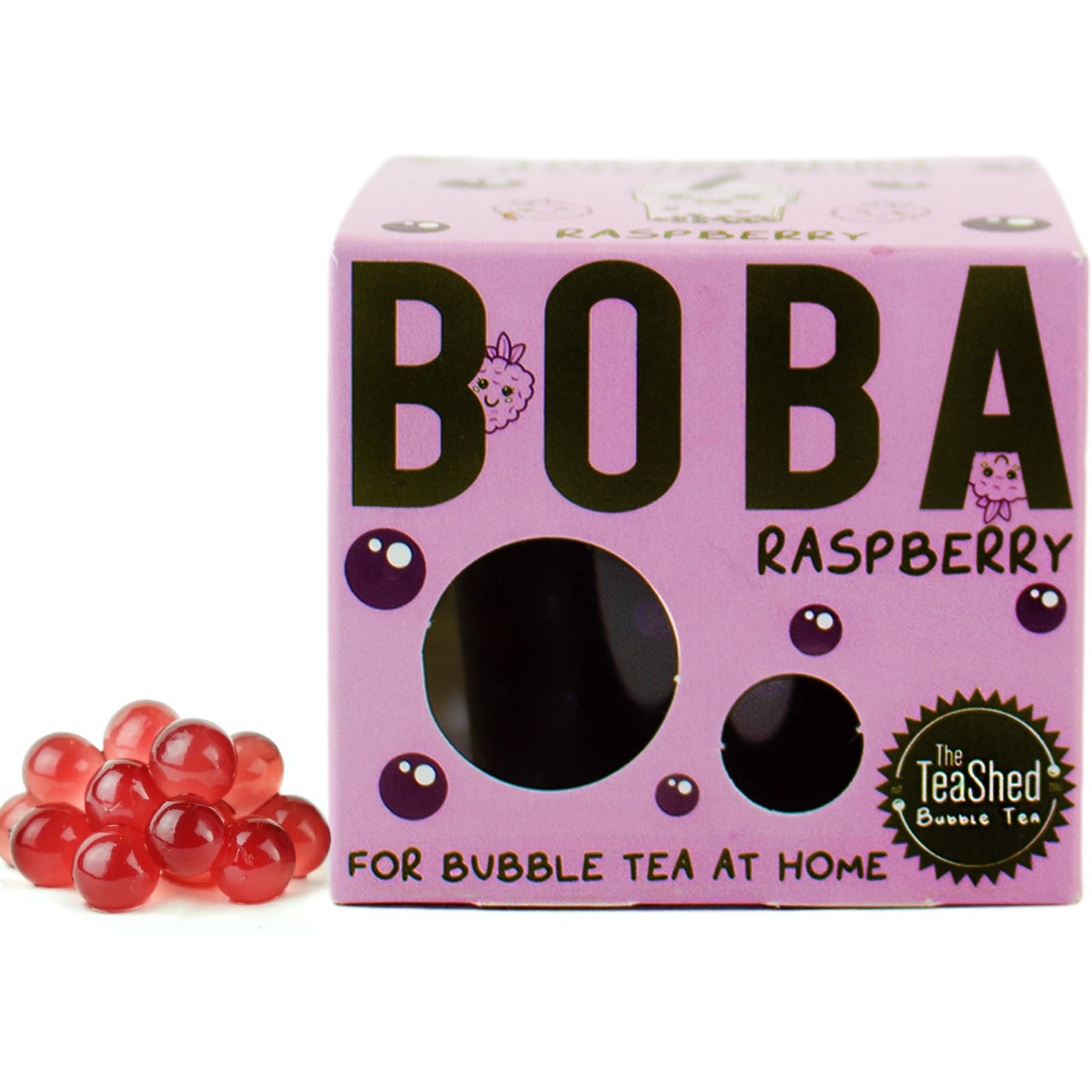 The TeaShed Raspberry Fruit Juice Filled Popping Boba Pearls for Bubble Tea | 150g