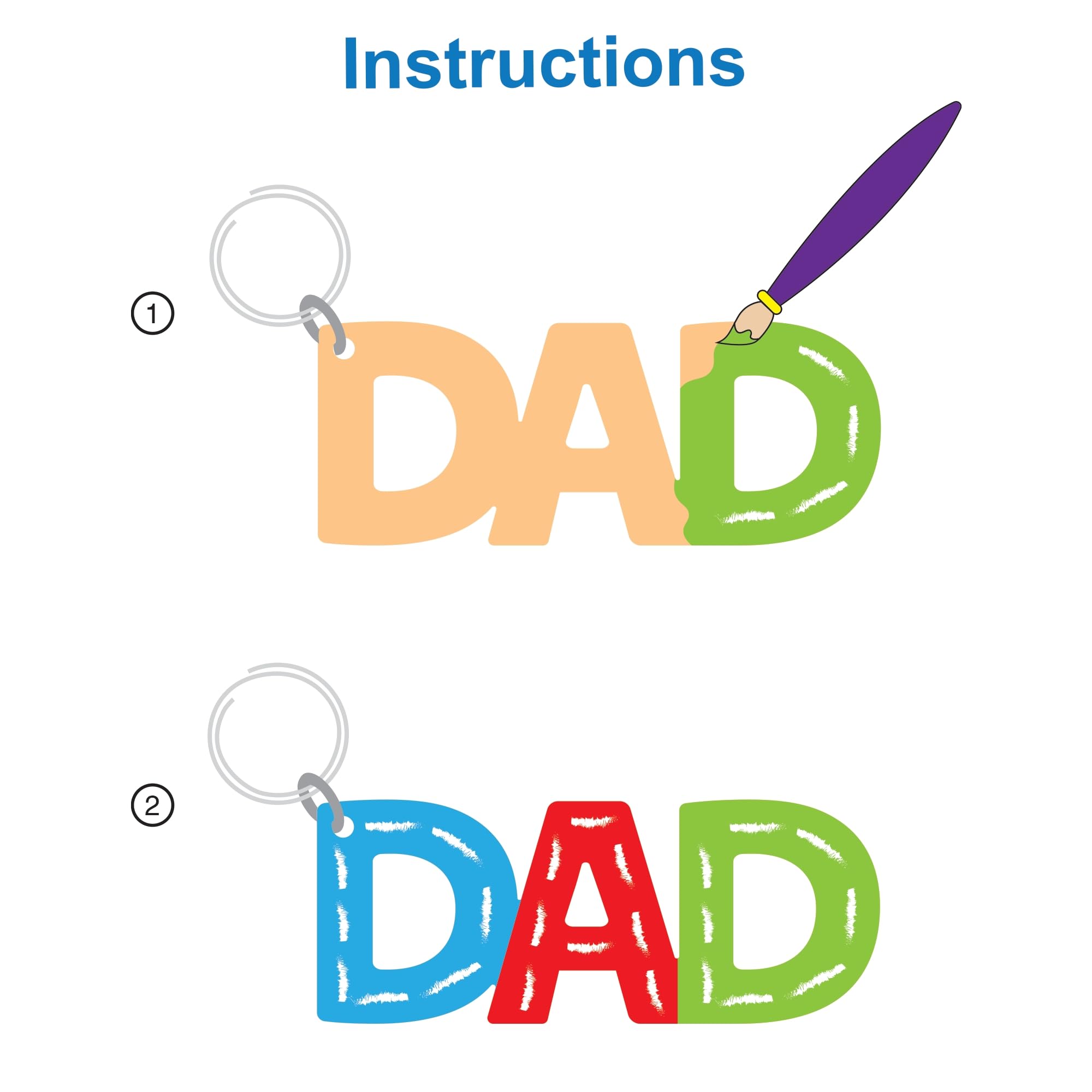 Baker Ross FN496 Father's Day DAD Wooden Keyrings - Pack of 6 | 10cm Length | 3mm Plywood 5