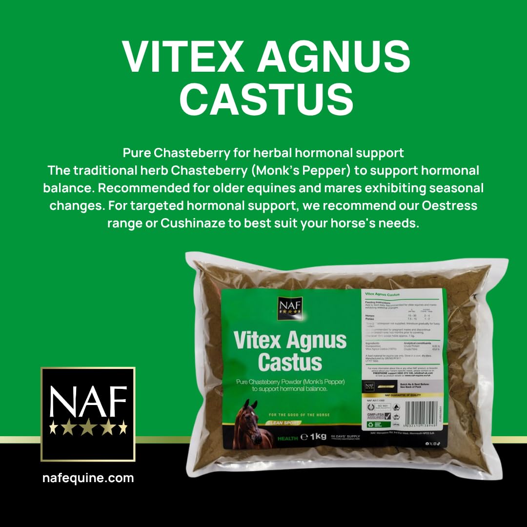 NAF Vitex Agnus Castus Powder - 1kg Natural Hormonal & Behavioural Support for Horses