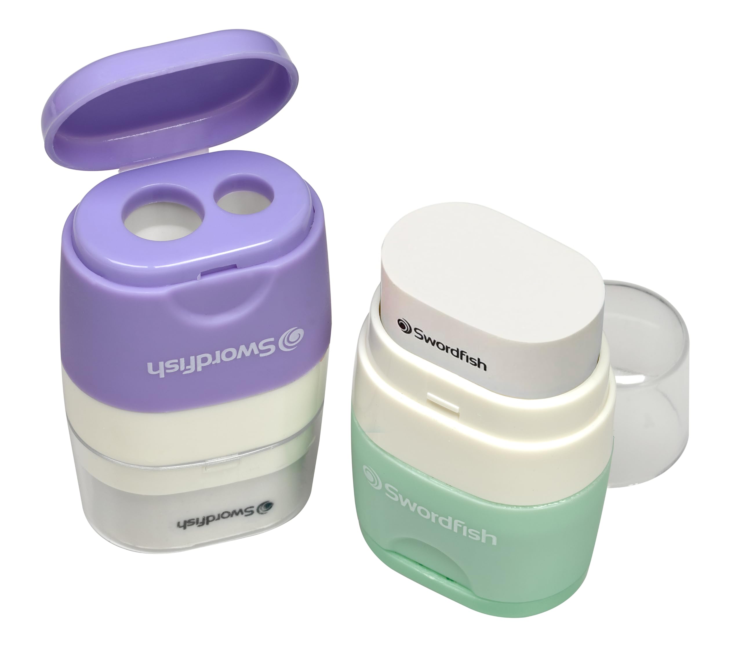 Swordfish Twin Combo Pastel 2-in-1 Pencil Sharpener and Eraser Pack 1