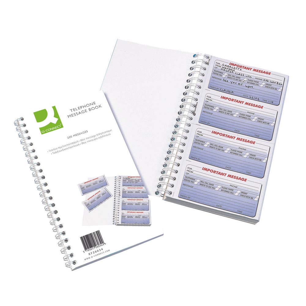 Q-Connect Telephone Message Book - 200 Messages Duplicate Copy | Perforated Pages 1