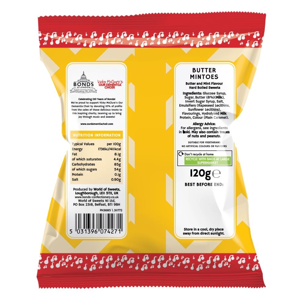 Bonds of London Butter Mintoes, Retro Boiled Sweets, Vegetarian Friendly, 120g (Pack of 12) 4