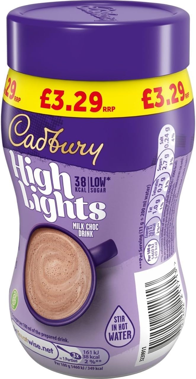 Cadbury Highlights Milk Chocolate Hot Drink - Fairtrade, Low Calorie, Stir-in Sachets (Pack of 6)