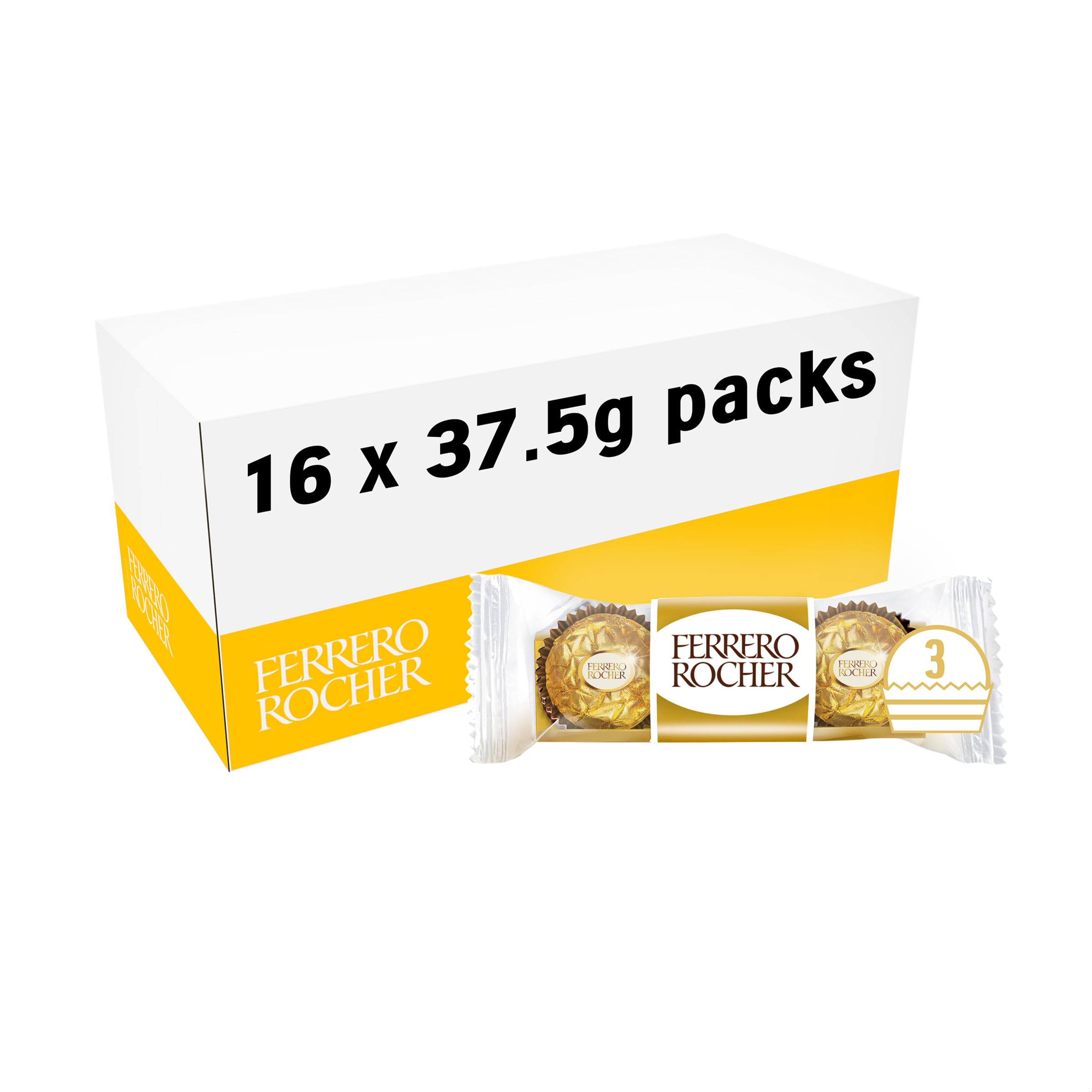 Ferrero Rocher Pralines Bulk Box - 48 Pieces, Hazelnut Milk Chocolate Treats for Gifting & Celebrations