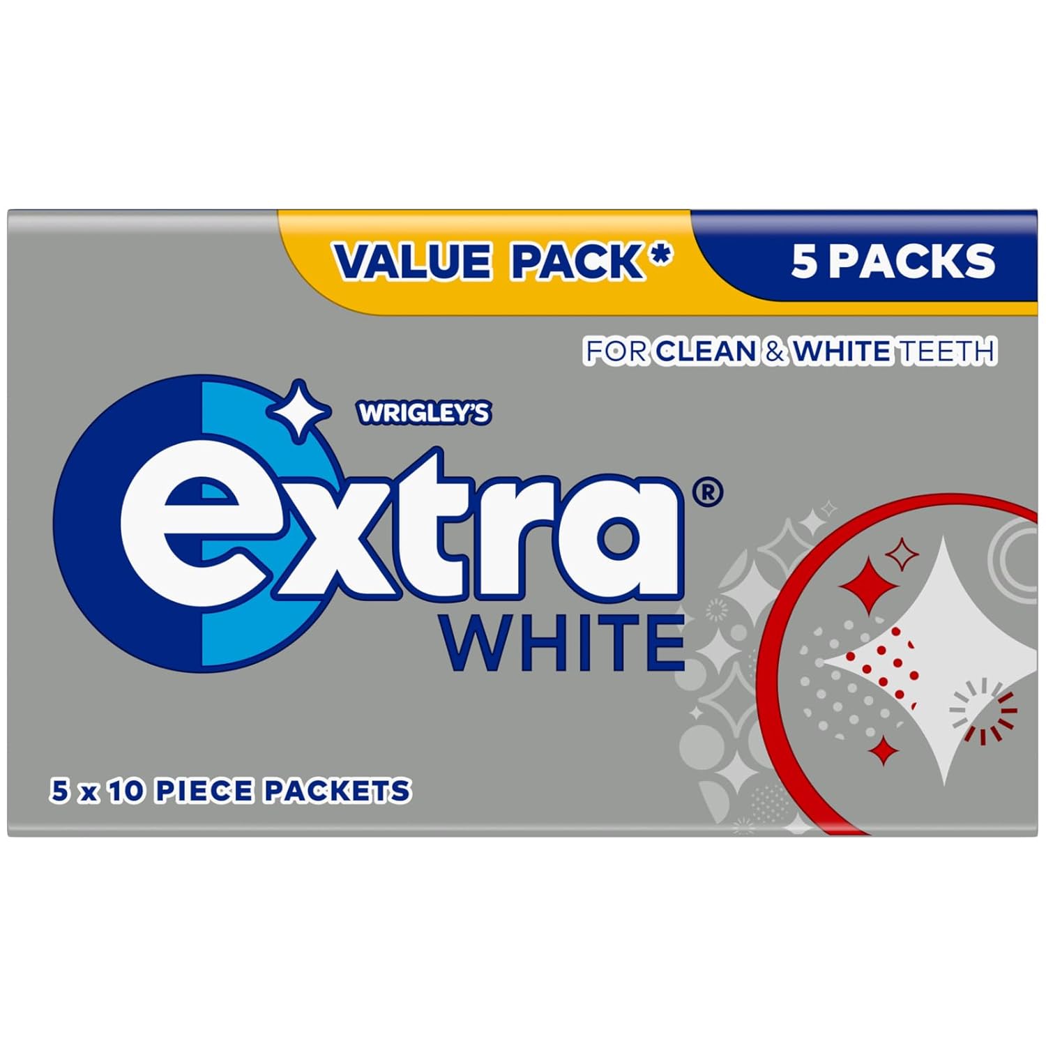 Extra - White Chewing Gum Sugar Free (5 x 10 Pieces)