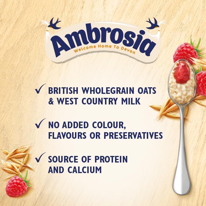 Ambrosia Himbeer-Schichtporridge-Töpfchen mit britischem Vollkornhafer, verzehrfertig, 210 g (6er-Pack) 3
