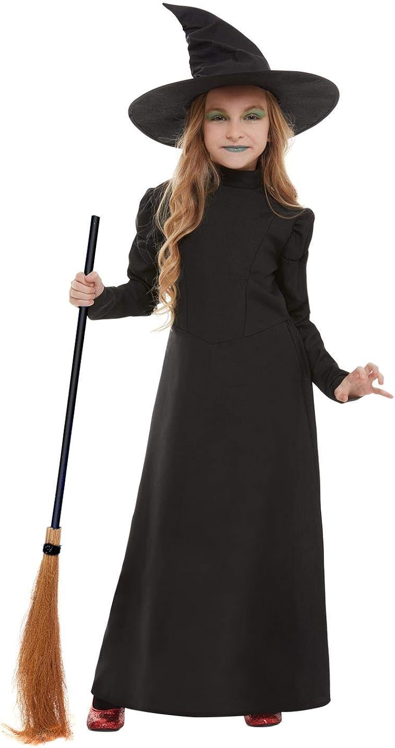 Smiffys Wicked Witch Girl Costume - Black Dress & Hat