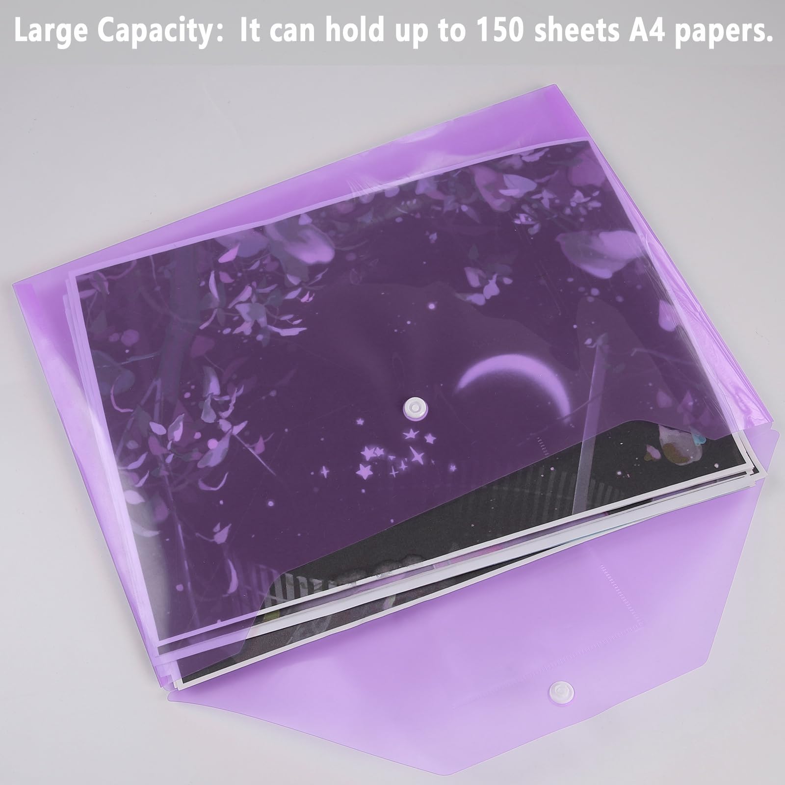 GoodtoU 30-Pack A4 Plastic Popper Wallets - Durable, Snap Button Closure | Purple 3