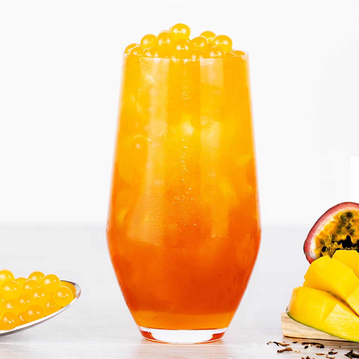 The TeaShed Tropical Bubble Tea Kit - Mango Syrup & Passion Fruit Popping Boba | Vegan, Gluten Free 2