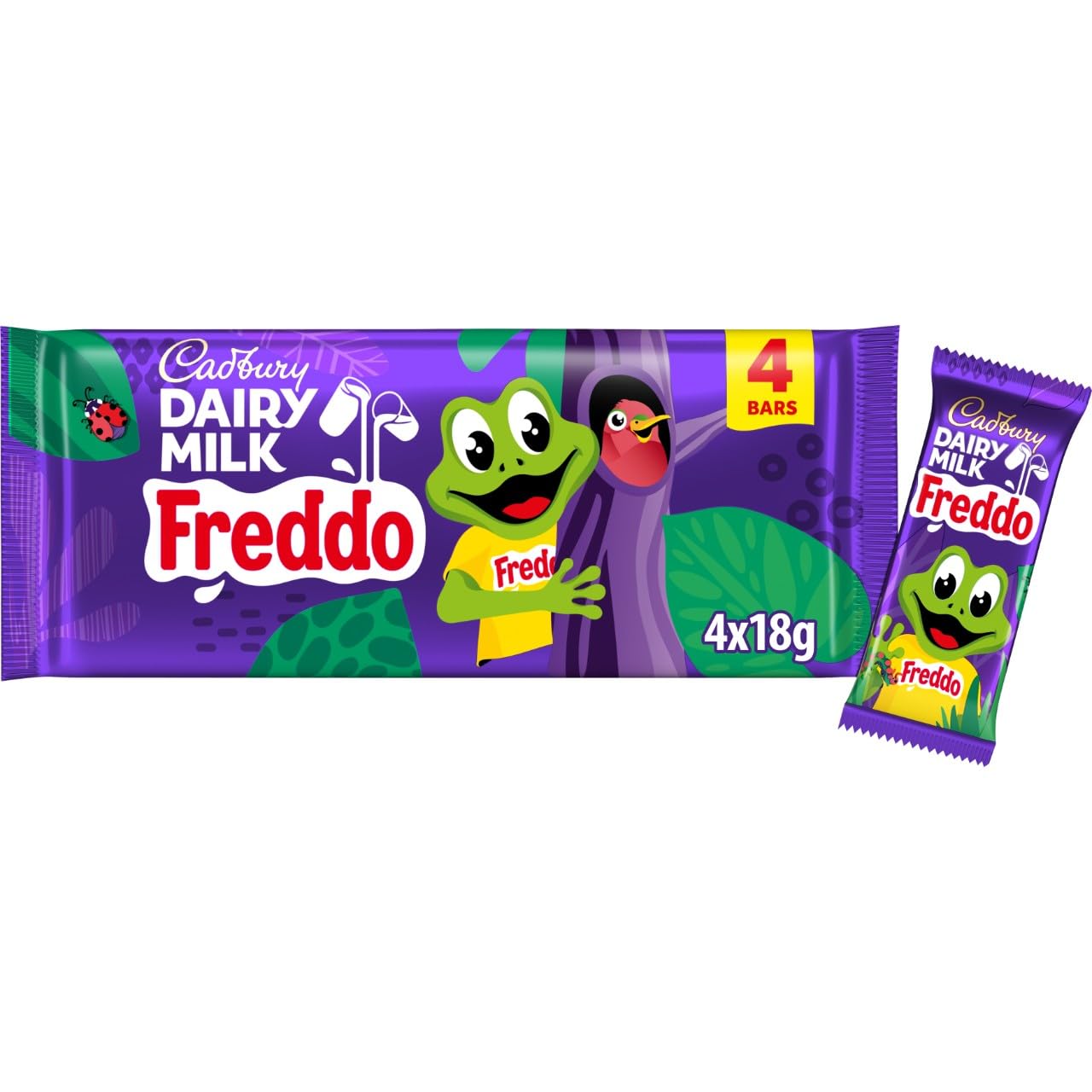 Cadbury Dairy Milk Freddo Frog Schokoriegel, mundgerechte Leckereien, 4 x 18 g