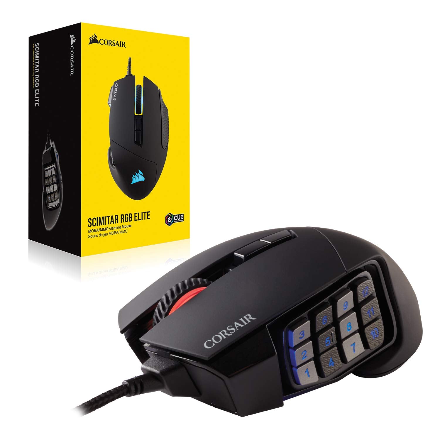 Corsair SCIMITAR RGB ELITE Wired MOBA/MMO Gaming Mouse – 18,000 DPI, 17 Buttons, Black 9