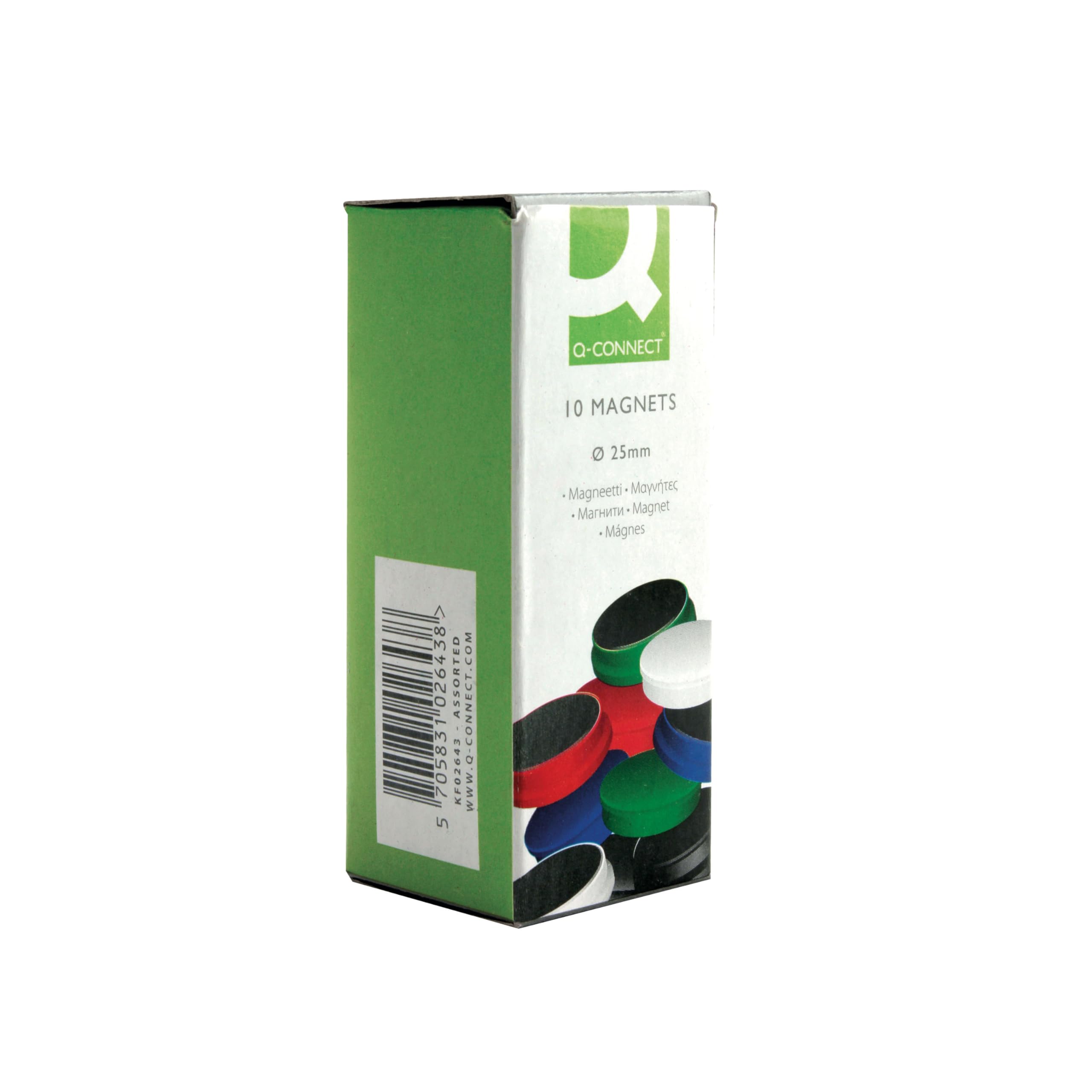 Q-Connect Magnets - 25mm Diameter Assorted Colours | Pack of 10 1
