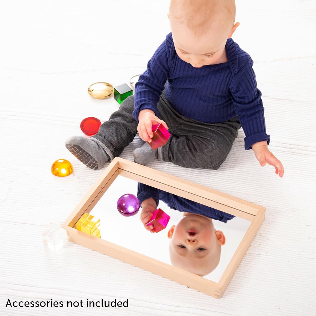 TickiT Small Wooden Mirror Tray - Child-Sized Reflective Sensory Play Tray 3