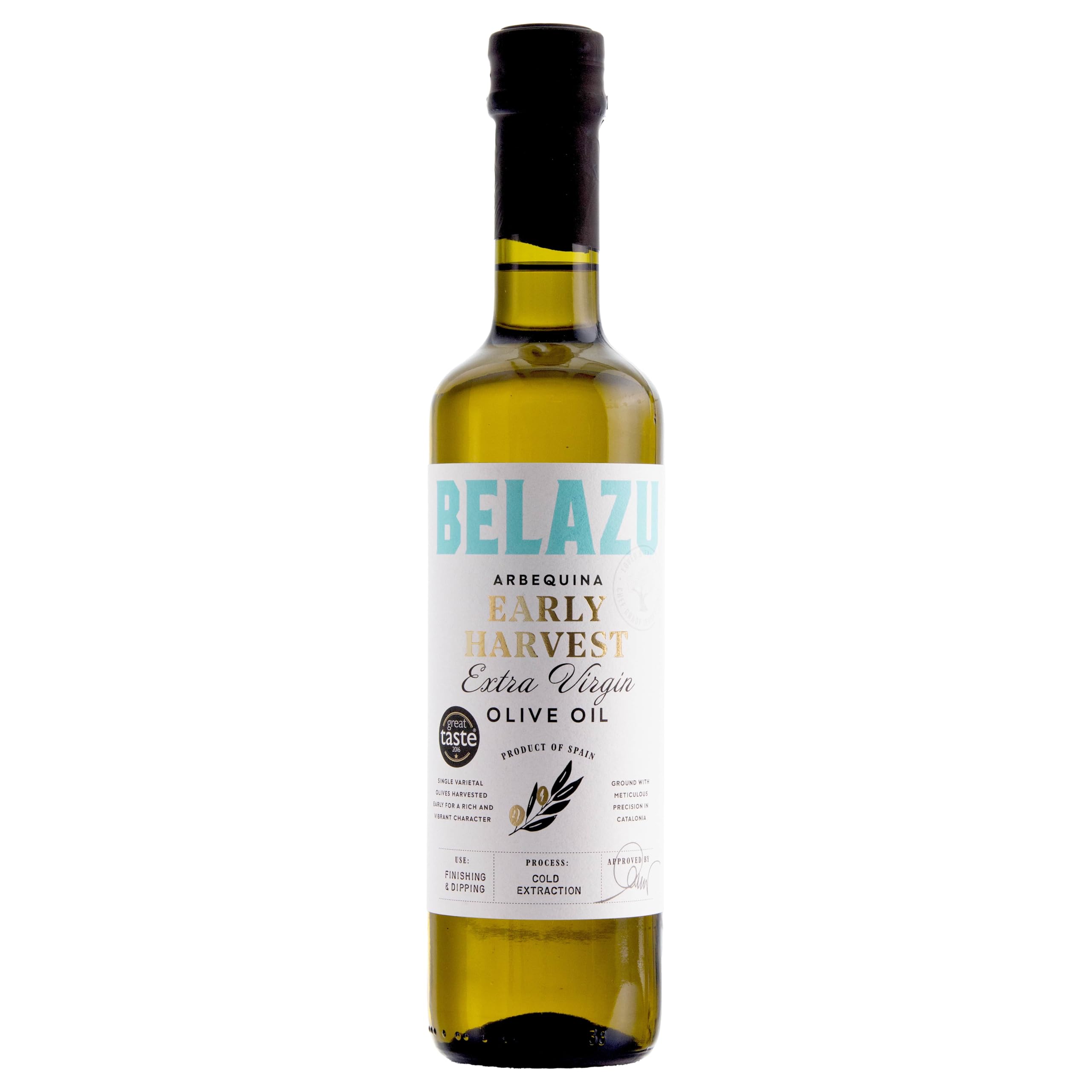 Belazu Early Harvest Extra Virgin Olive Oil, 500 ml, Arbequina Olives, Stone-Crushed, Cold Extraction, Unfiltered