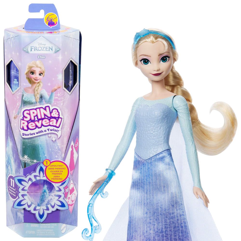 Mattel Disney Frozen Elsa Spin & Reveal Fashion Doll - 11 Surprises | Unisex Children | Ages 3+