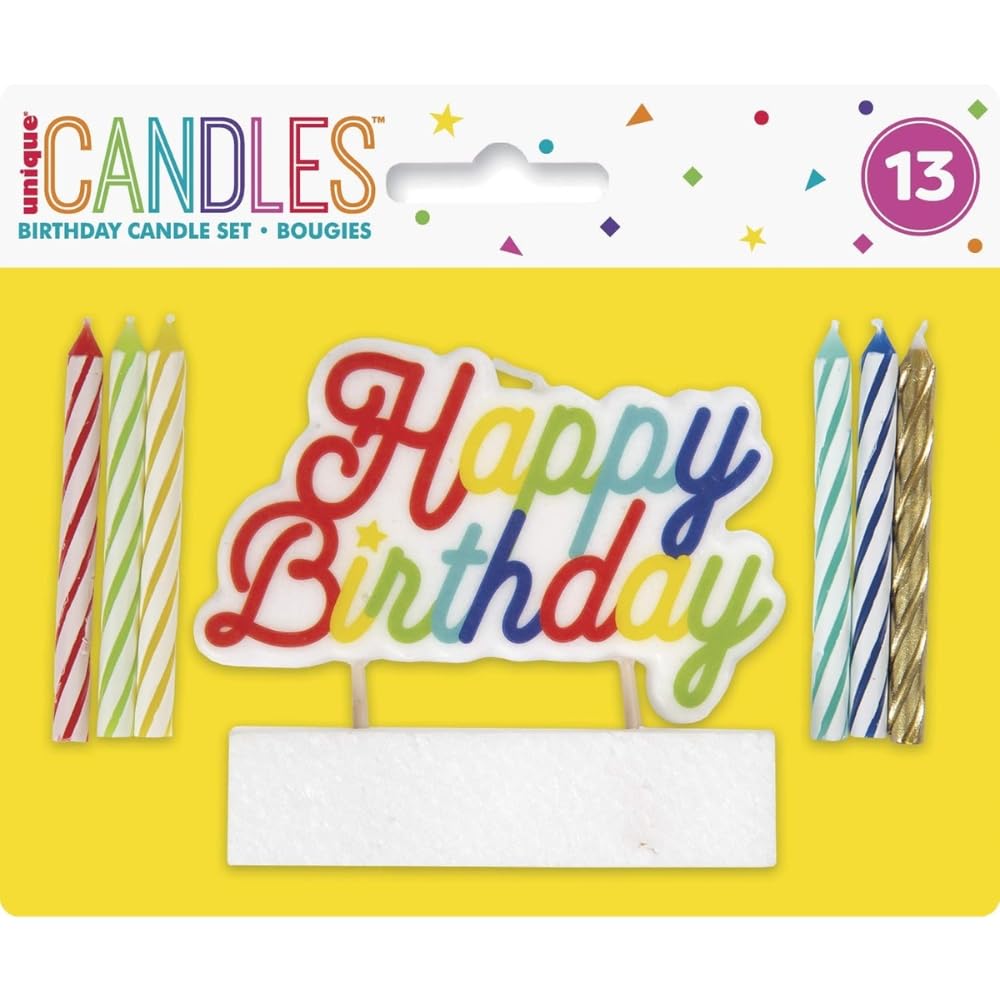 Unique Party Spiral Birthday Candles Pack of 12 with 'Happy Birthday' Pick Topper | Wax, Unscented