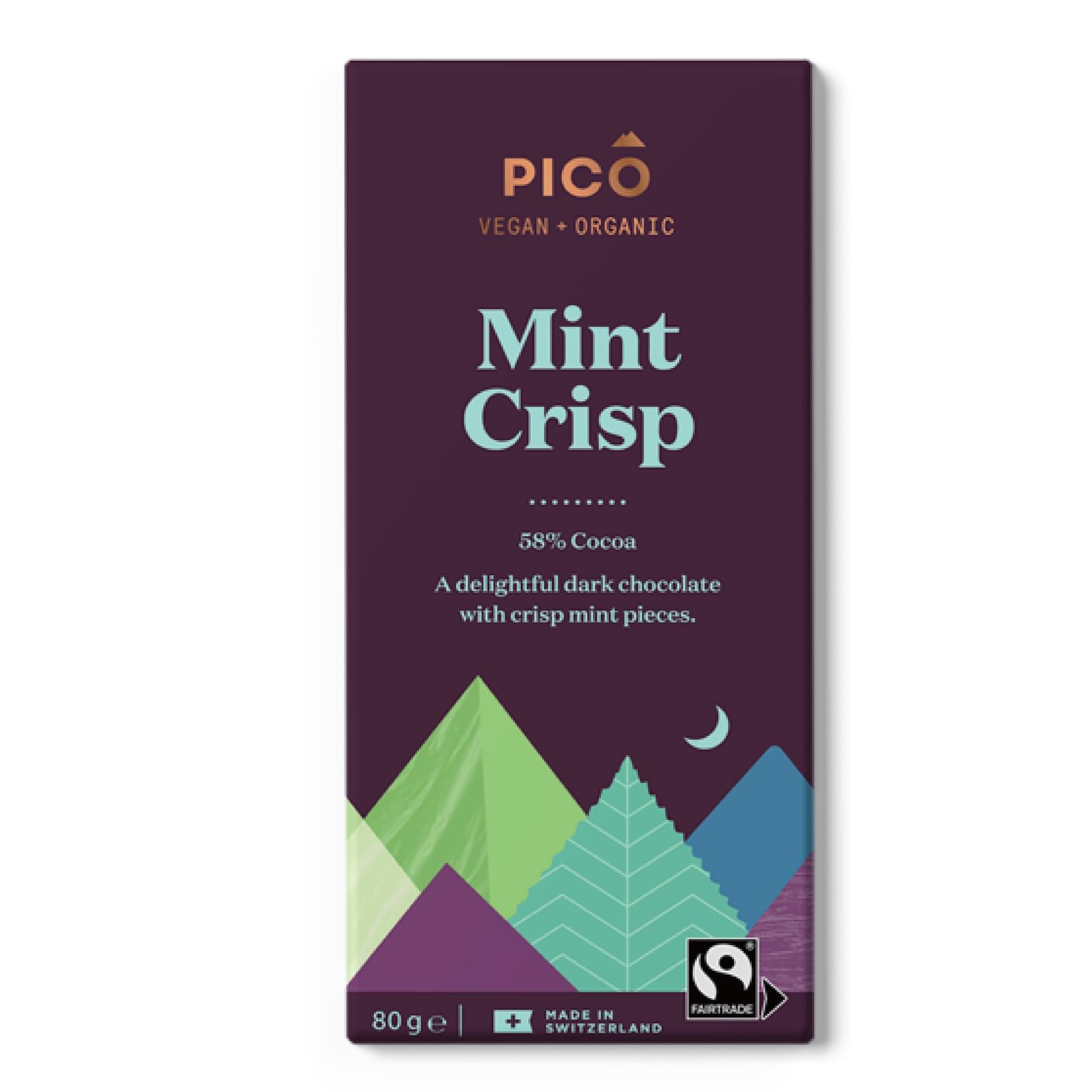 SOULFRESH Pico Mint Crisp Dark Chocolate Vegan Bar - 58% Cocoa | Organic | 80g 4