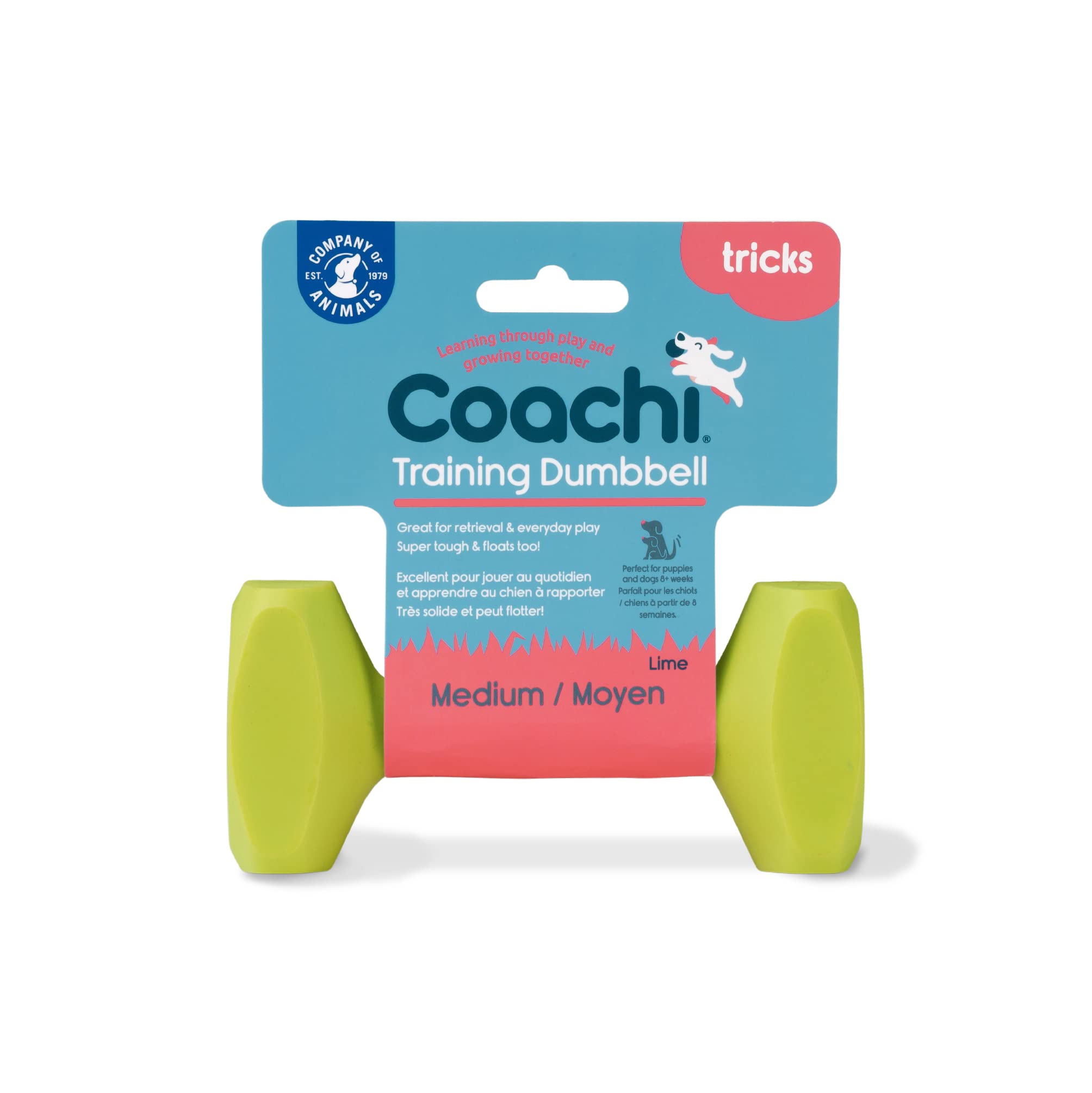 Coachi Training Dumbbell - Floats for Retrieval | Super Tough Plastic | Size M Lime