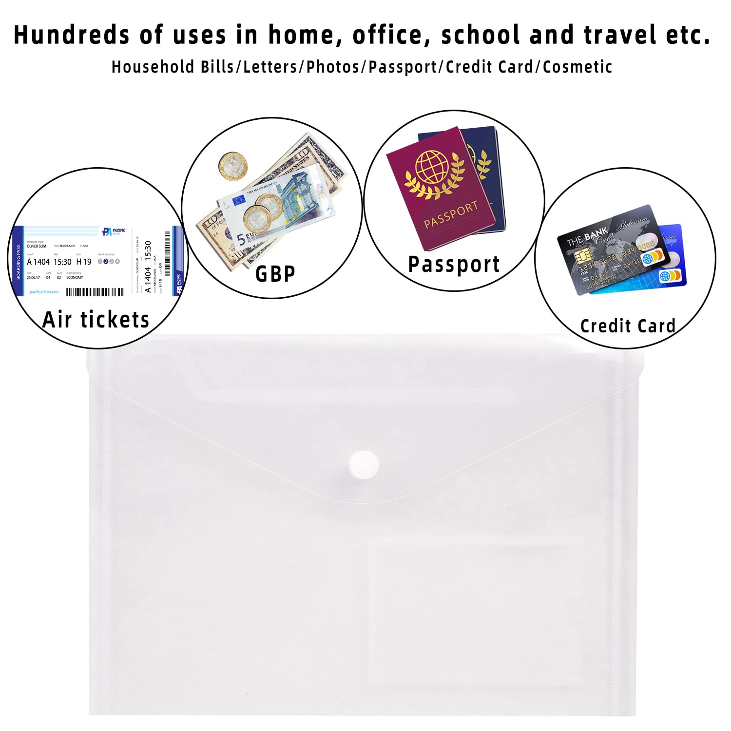 GoodtoU A5 Plastic Wallets with Popper Closure - Durable Polypropylene Document Folders | 40 Pack 4