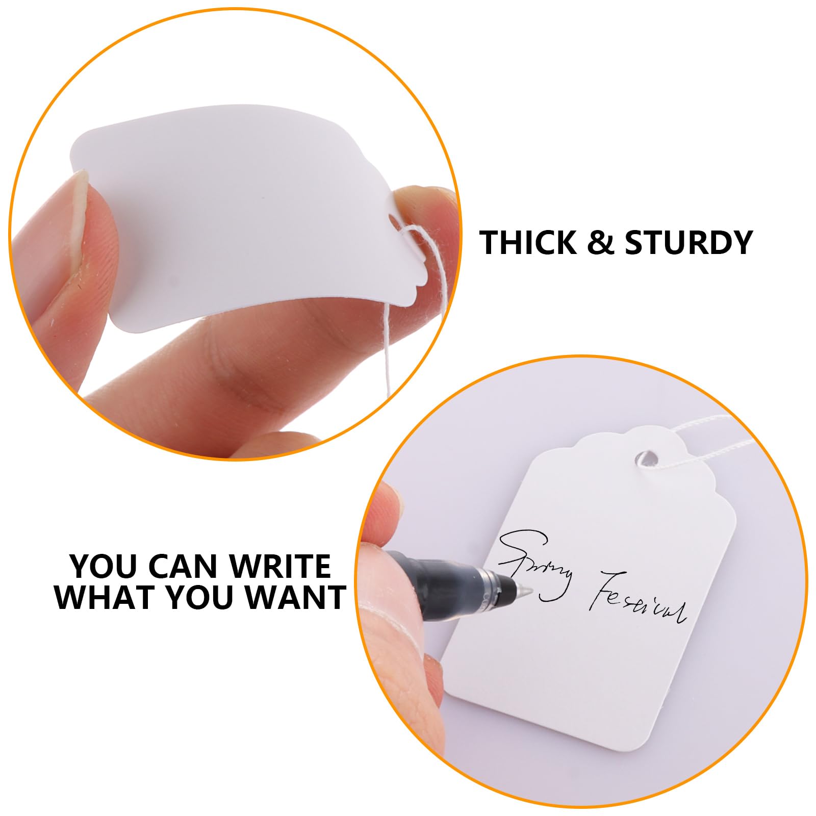 ASelected White Pricemarker Labels with String, 28x45mm, 1000 Pcs | Writable Paper Tags 4