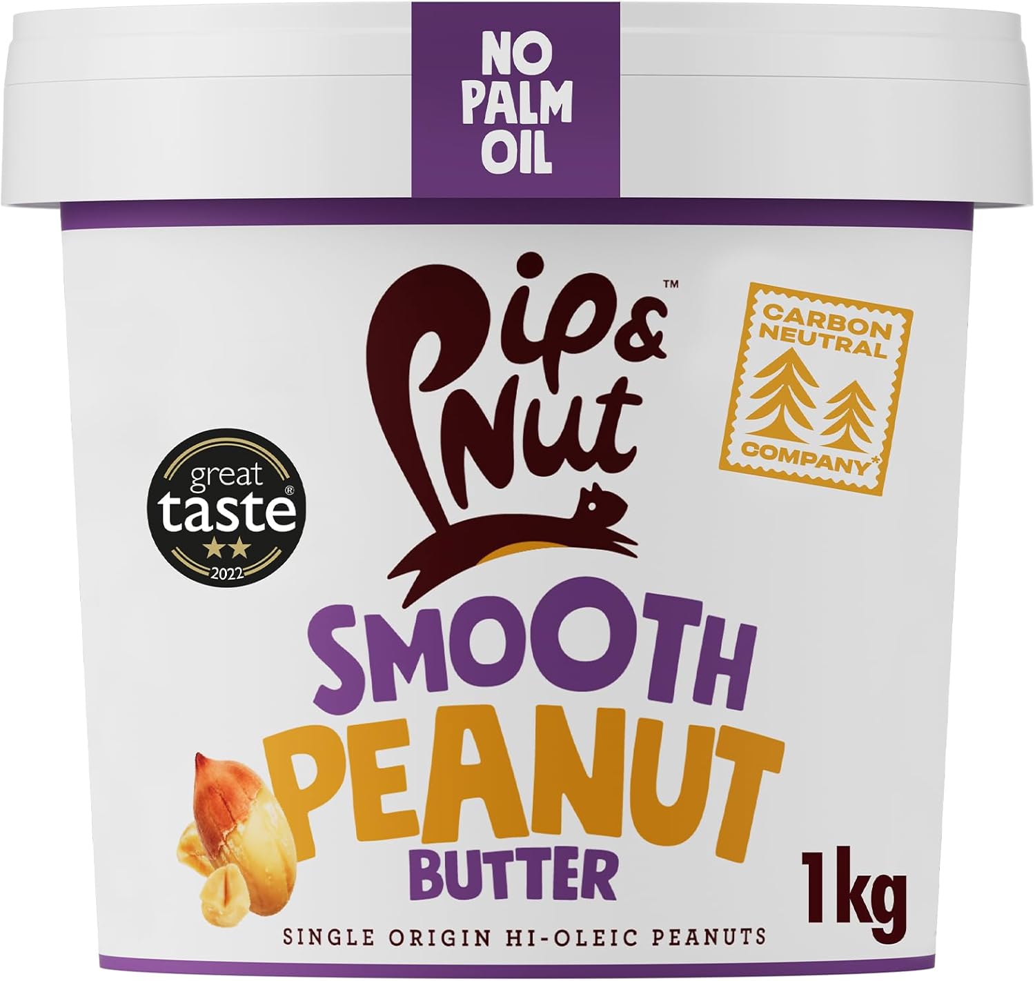 Pip & Nut - Smooth Peanut Butter (1kg) | Natural, No Palm Oil, Vegan, Hi-Oleic Peanuts