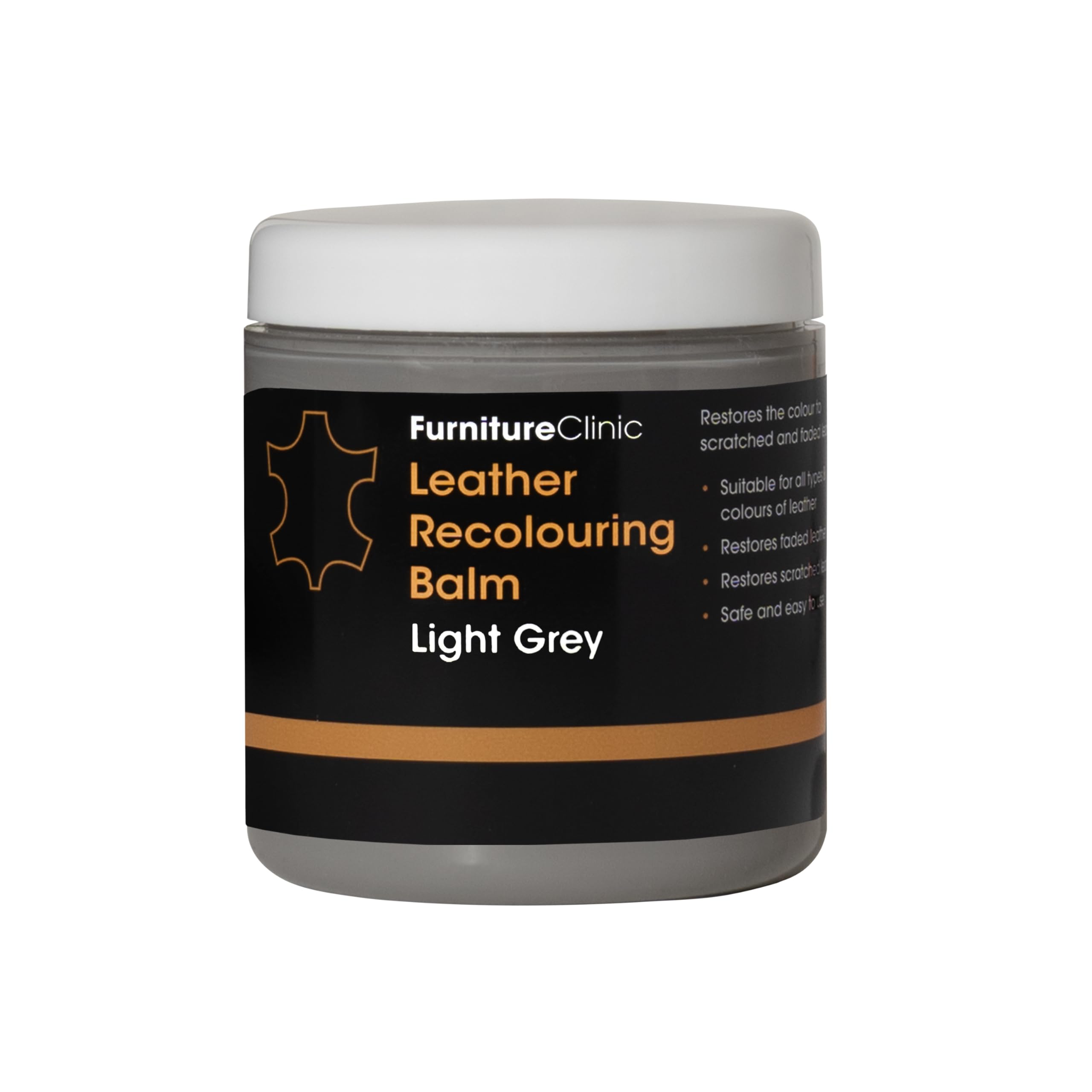 Furniture Clinic Leather Recolouring Balm - Light Grey for Faded & Scratched Sofas, Car Seats, Shoes, Clothing 1