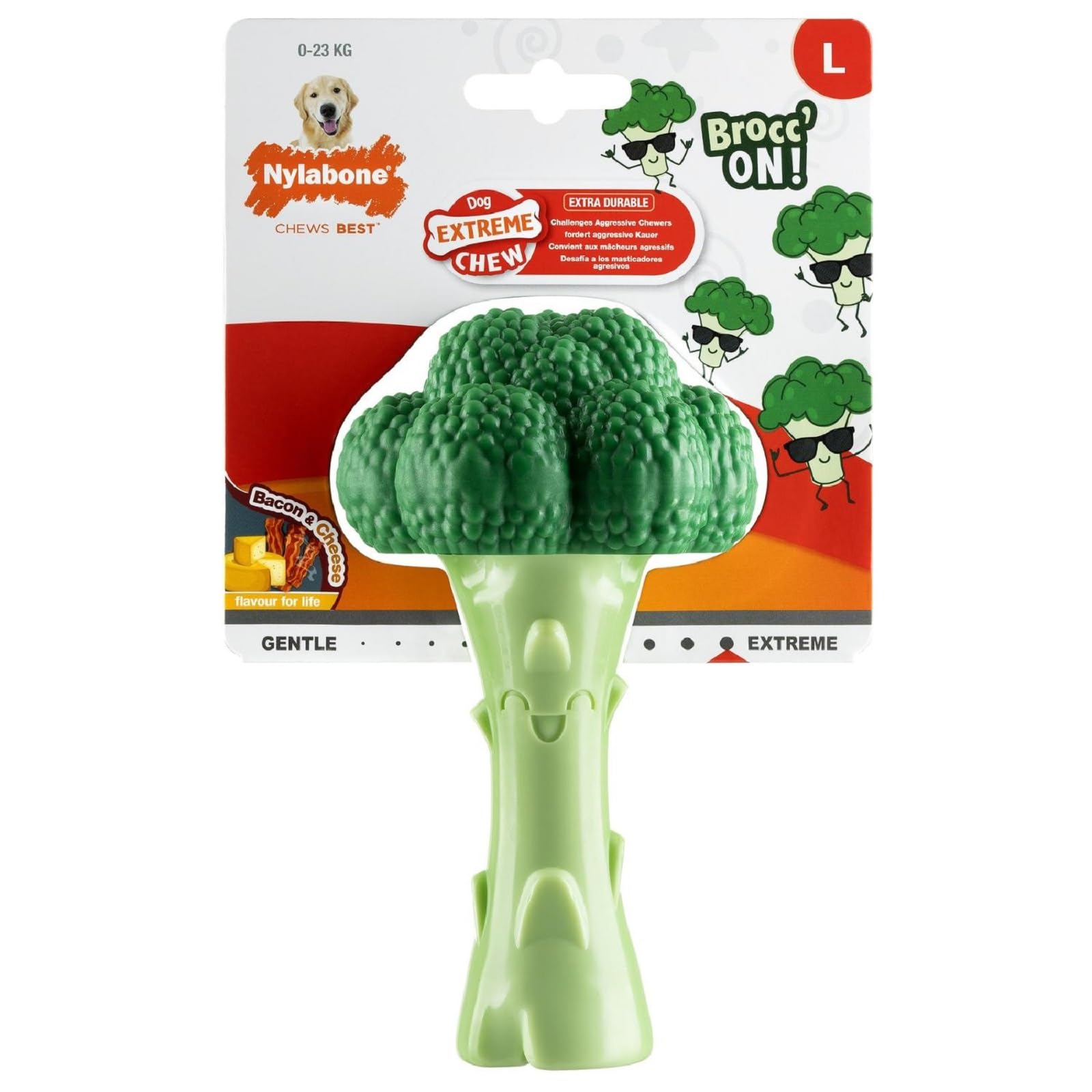 Nylabone Extreme Chewers Broccoli Dog Chew Toy - Bacon & Cheese Scent, Large