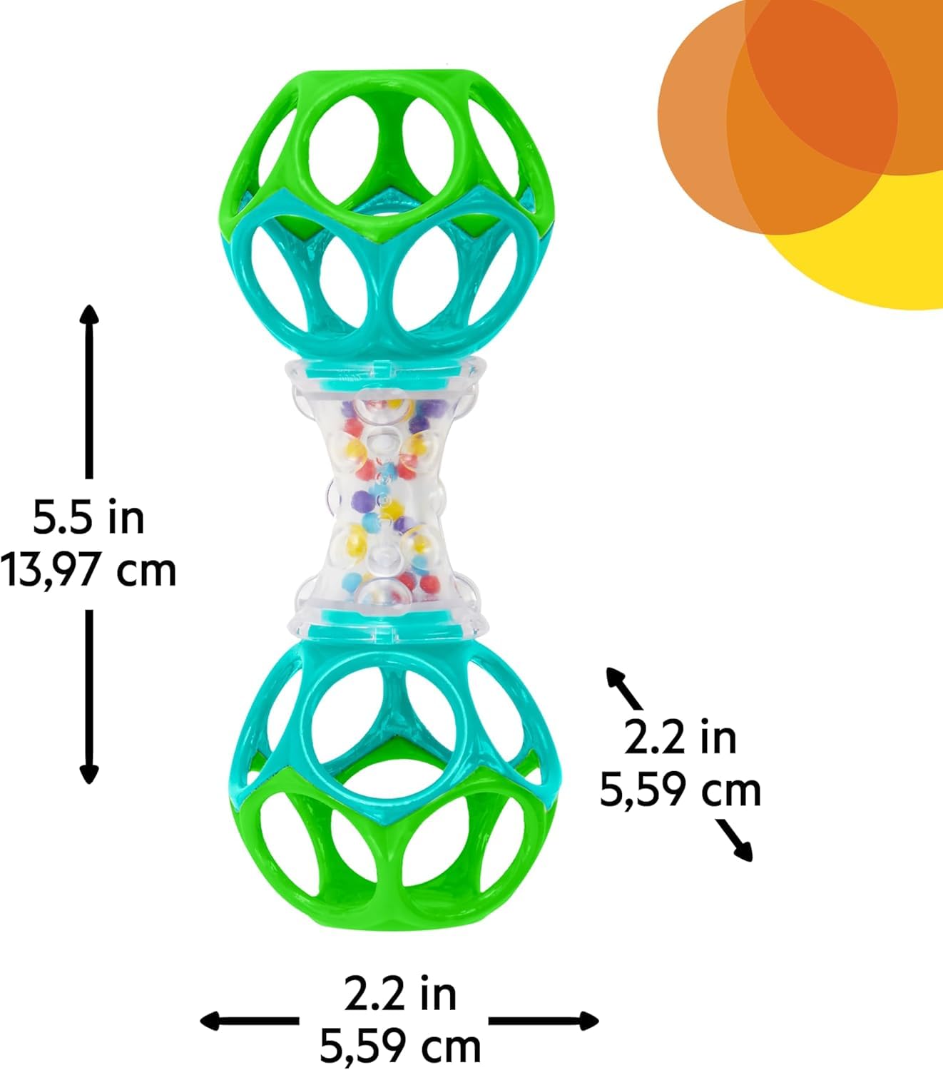 Bright Starts Oball Shaker Rasselspielzeug – BPA-frei, griffiges Design für Neugeborene und Kinder