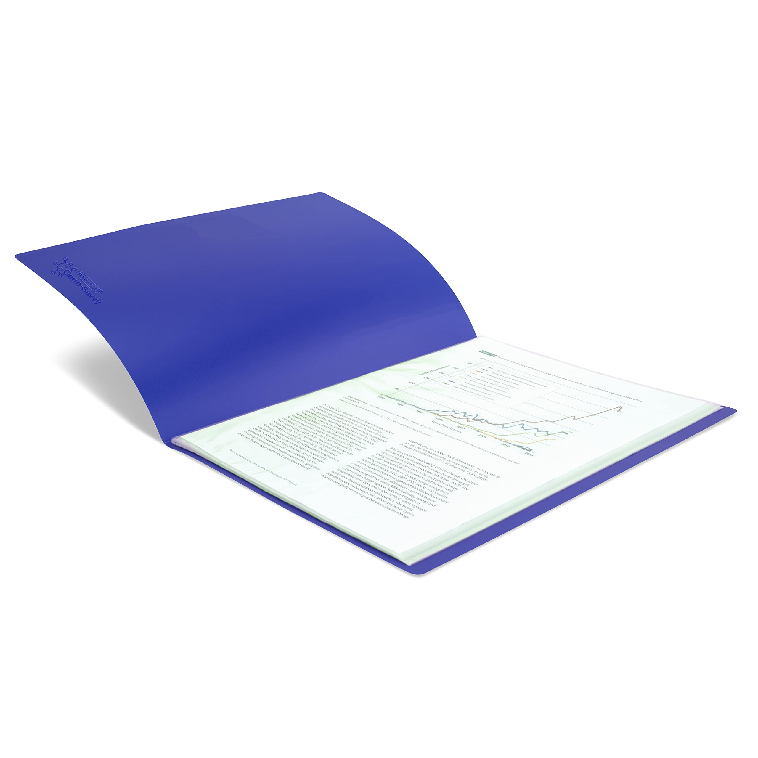 RAPESCO Presentation Folder - 20 Pockets | A4 Size | Blue Polypropylene with Antibacterial Protection 2
