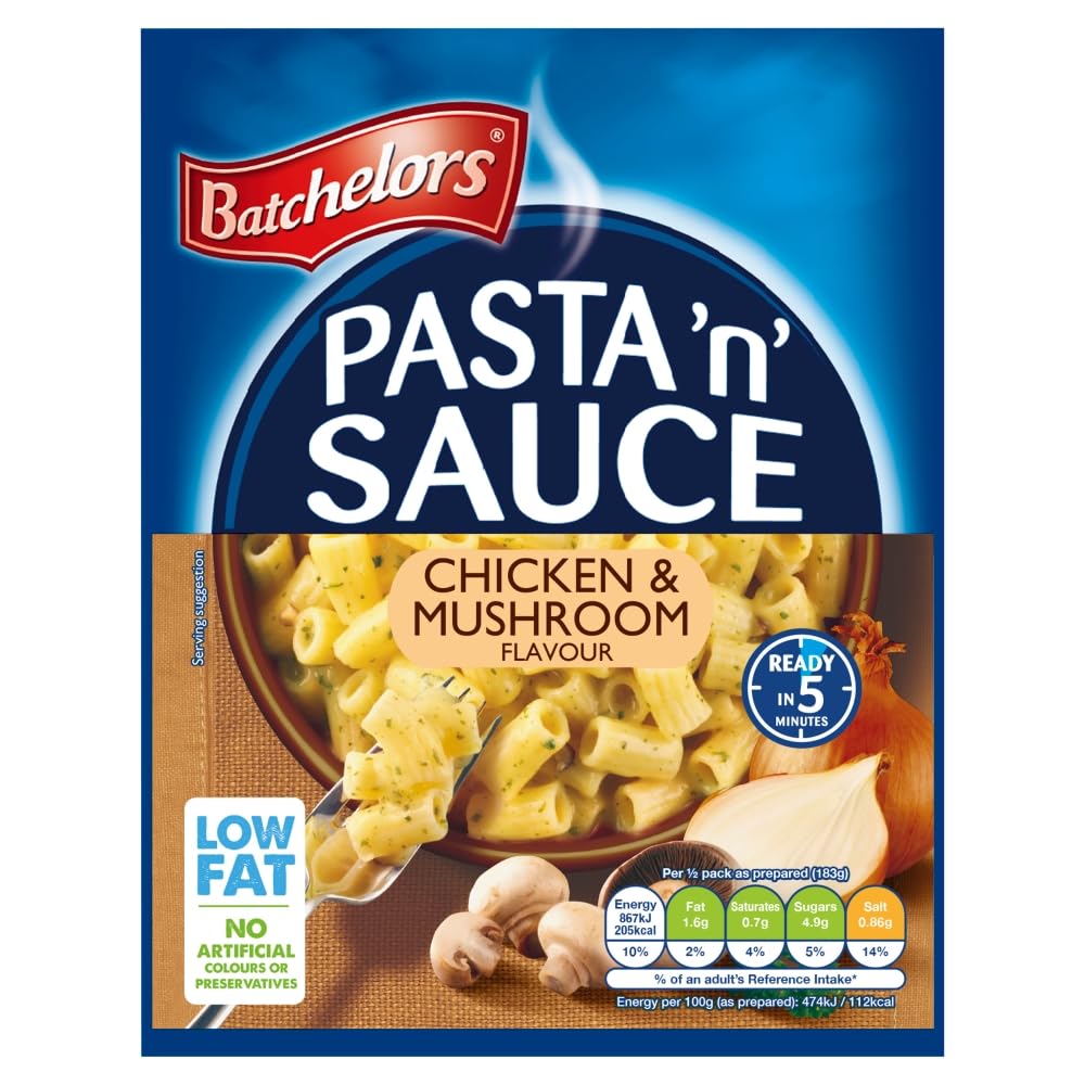 Batchelors Pasta 'n' Sauce, Chicken & Mushroom Flavour Instant Snack, 99 g