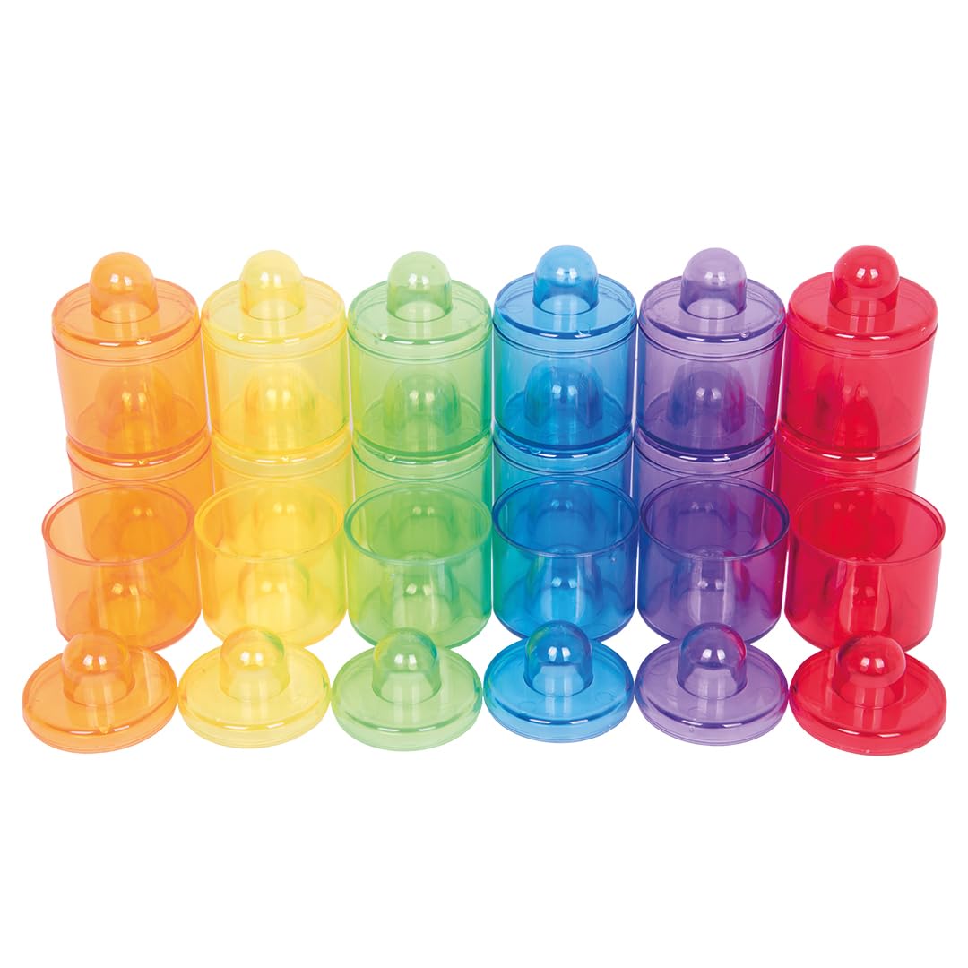 tickit Translucent Colour Pot Set - 18 Pieces, 42mm Dia, Stackable for Colour Mixing | Ages 12m+