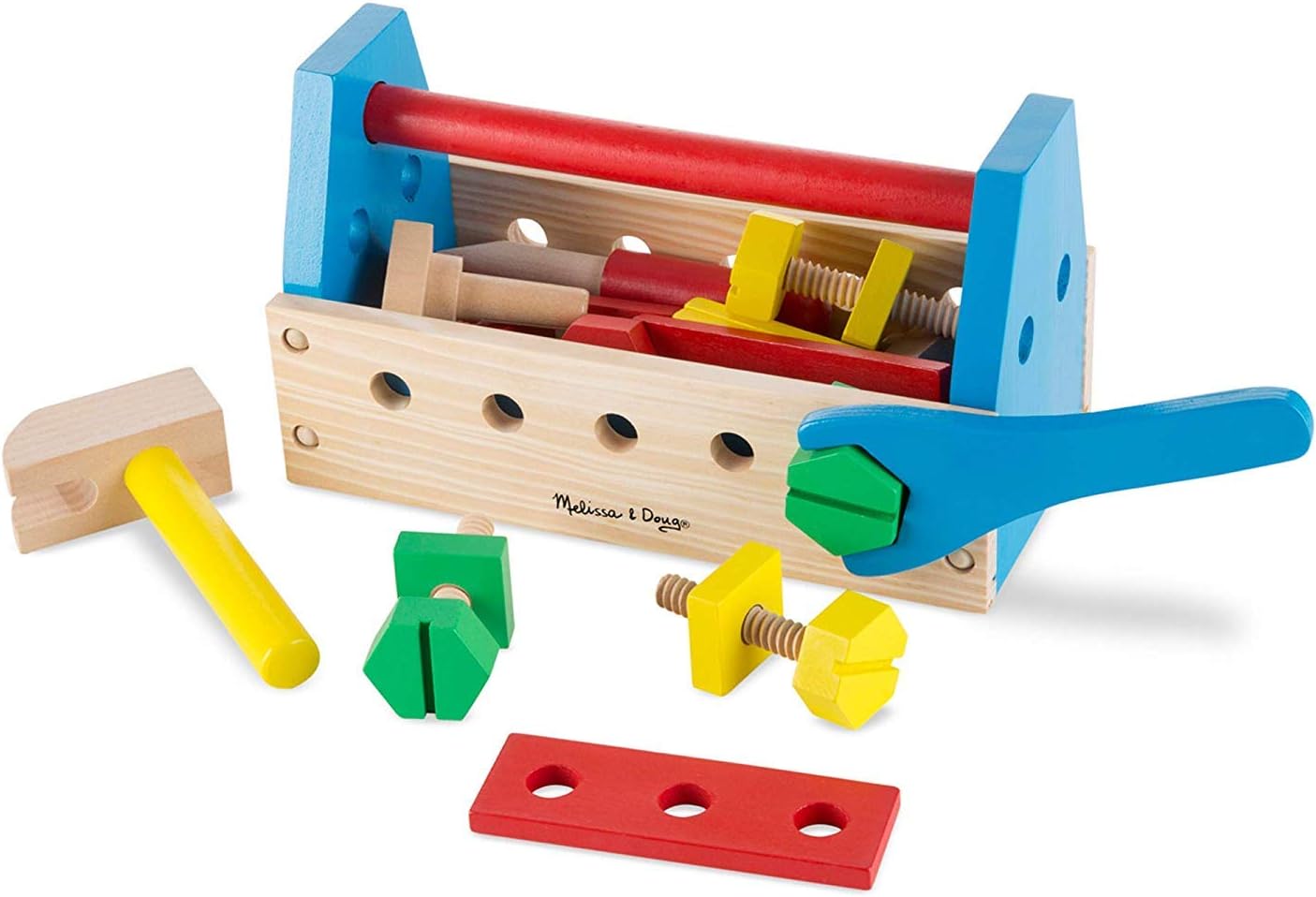 Melissa & Doug Take-Along Tool Kit - 24-Piece Wooden Pretend Play Set for Ages 3+