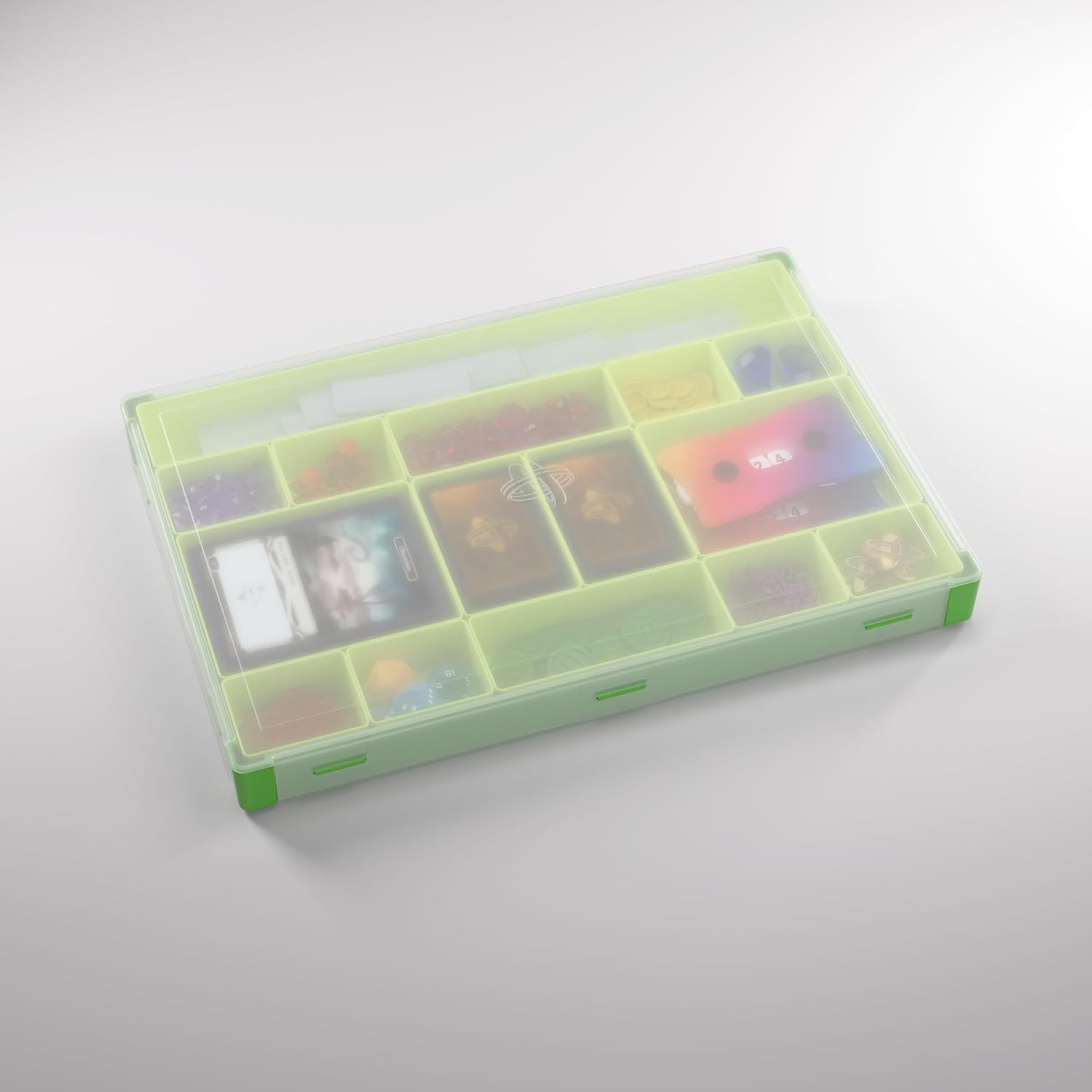 Gamegenic Token Silo XL Green/Lime – 15-Compartment Board Game Organizer with Removable Trays 3