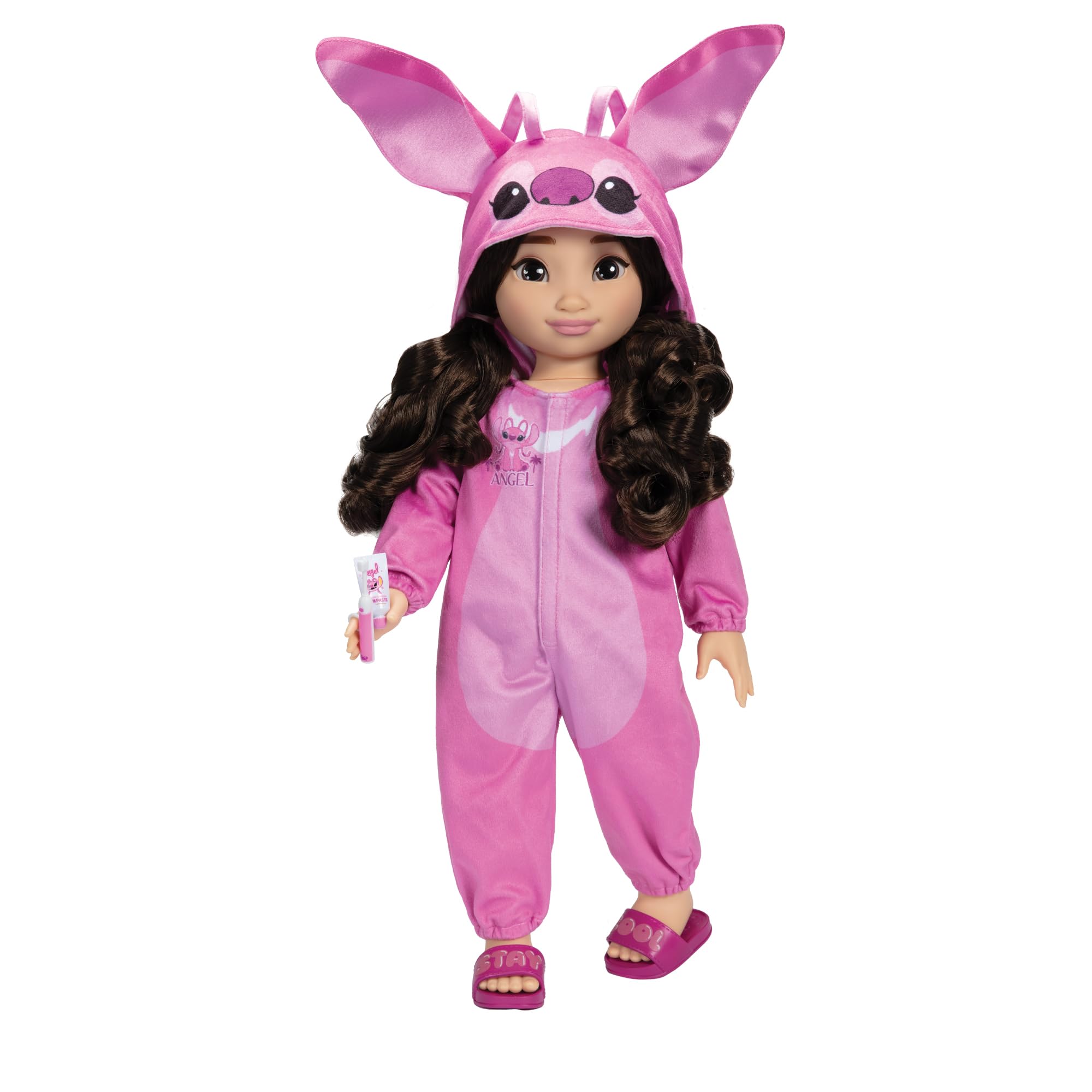 Disney ILY 4ever Angel 45cm Soft Doll - Brown Hair, Includes Onesie & Sleepover Accessories 4