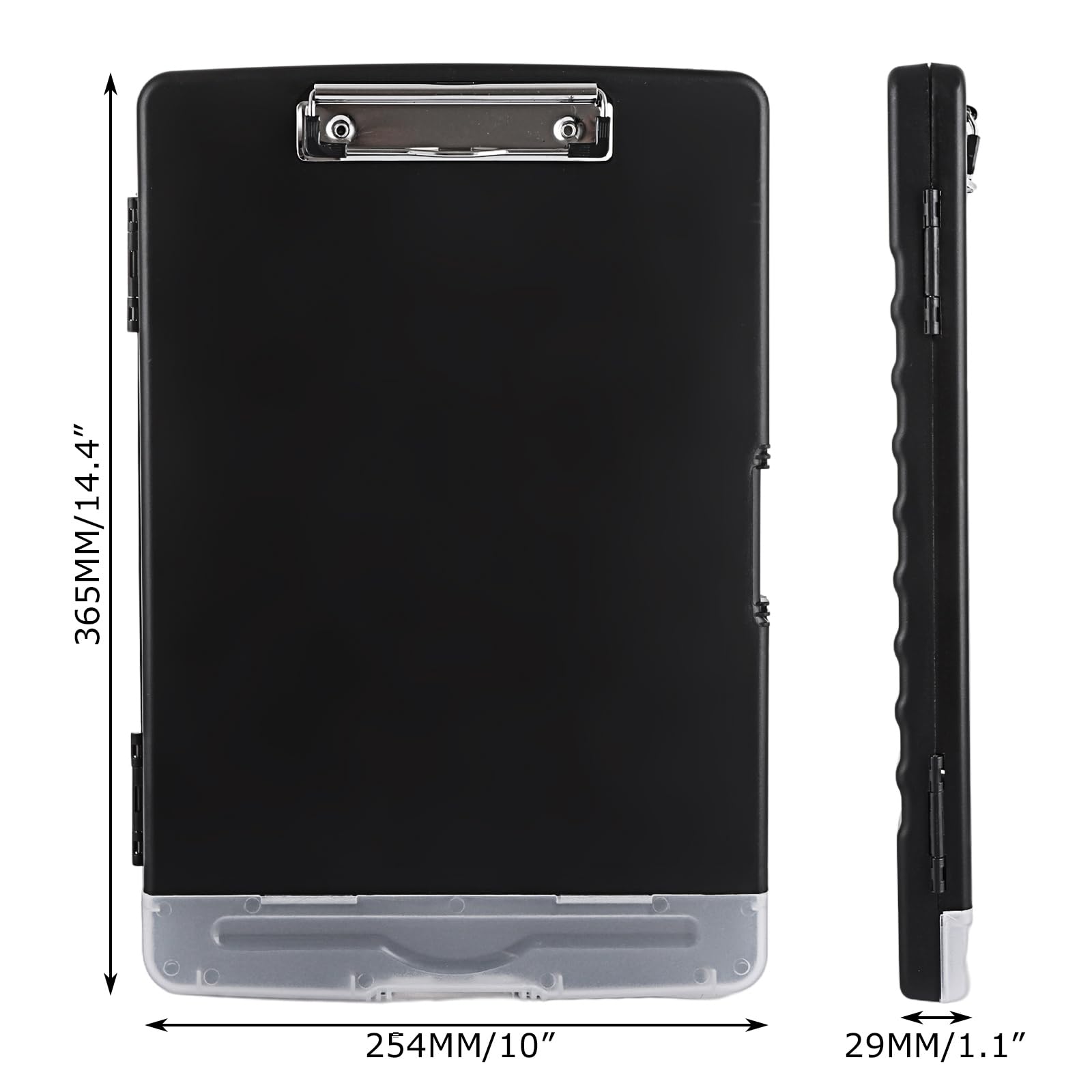 ASelected A4 Storage Clipboard with Pen Holder | Plastic | Black | Holds 200 Sheets 2