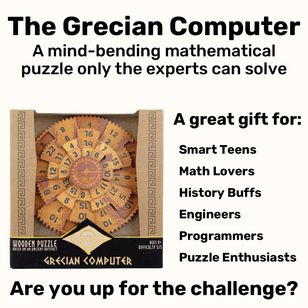 True Genius Grecian Computer Brain Teaser Puzzle - Wood Logic Game for Teens & Adults 3