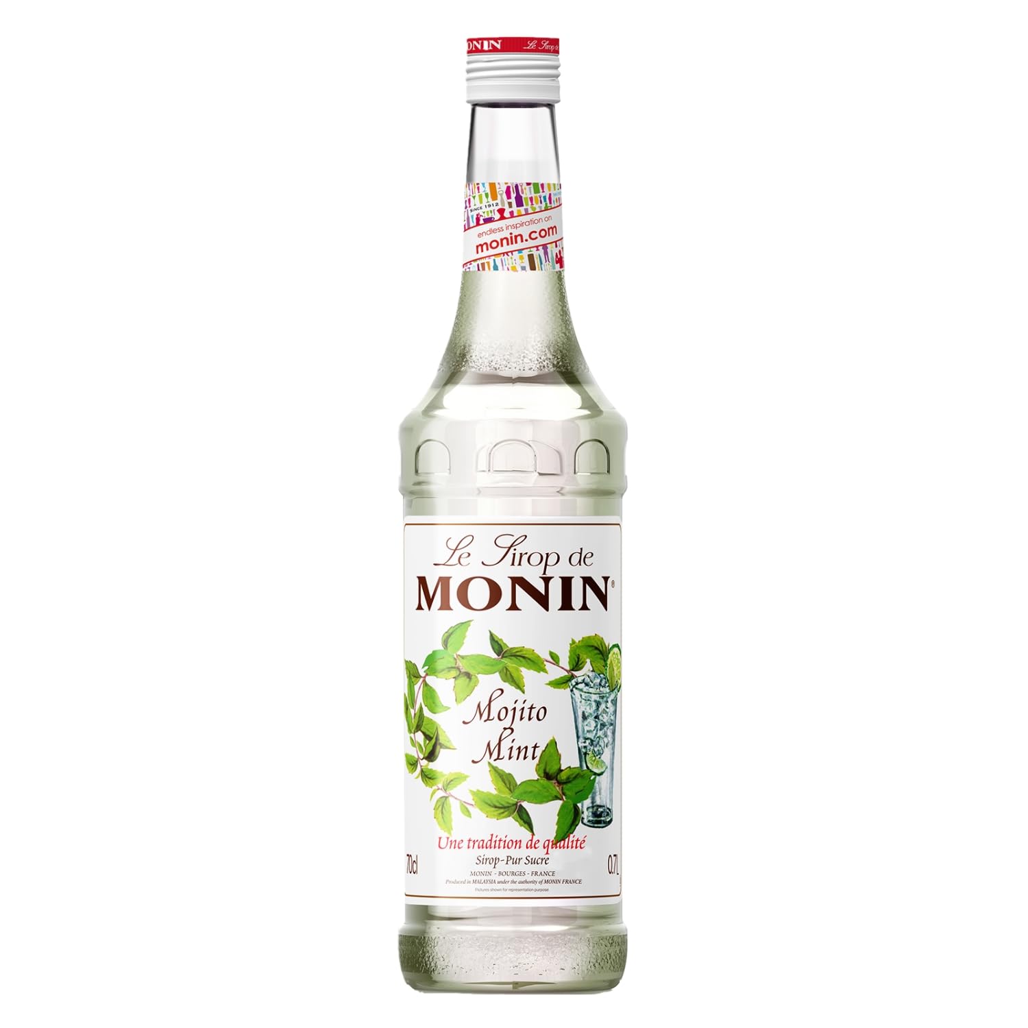 Monin Mojito Mint Syrup - Natural Flavouring for Cocktails & Mocktails | 700ml Glass Bottle 1