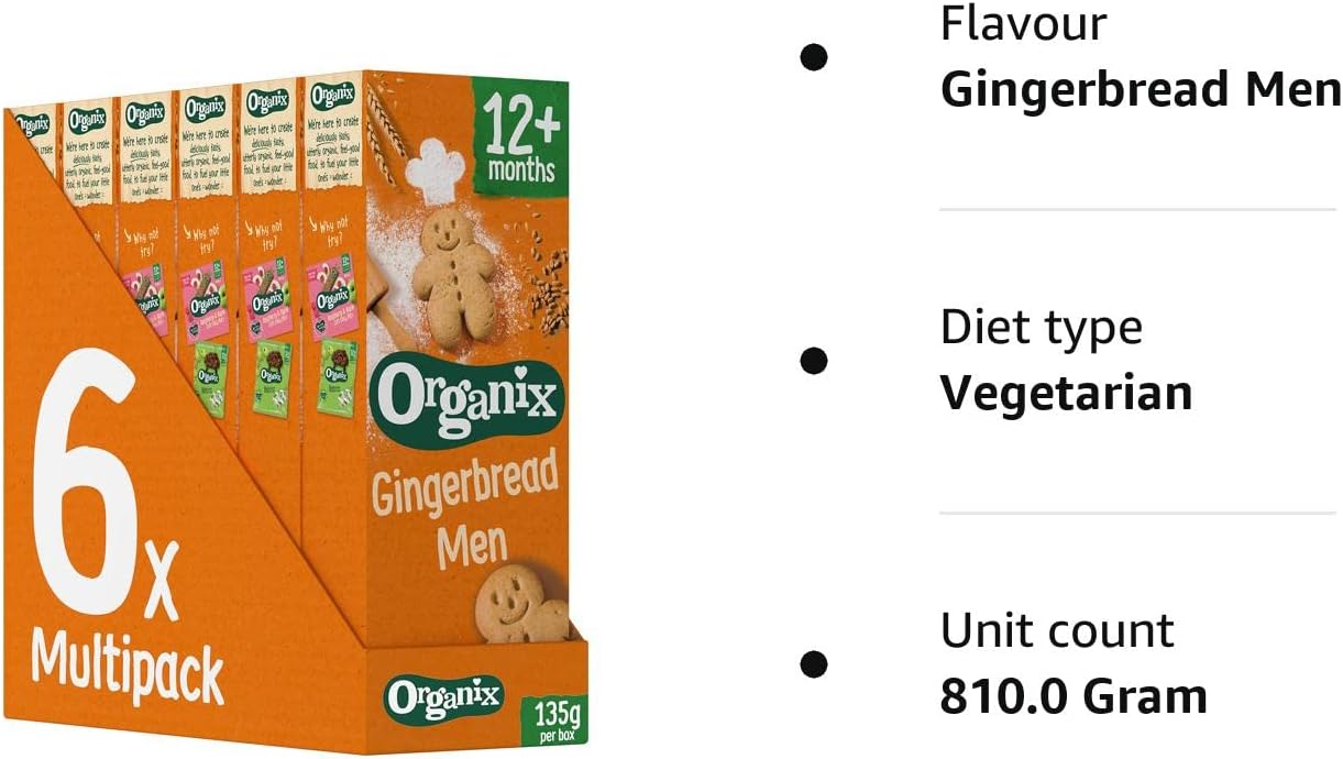 Organix Gingerbread Men Organic Toddler Snack Biscuits 12+ Months 135g 3